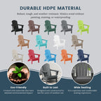 Chaise de jardin pliante Adirondack Polytrends Laguna, résistante à la décoloration et aux intempéries.