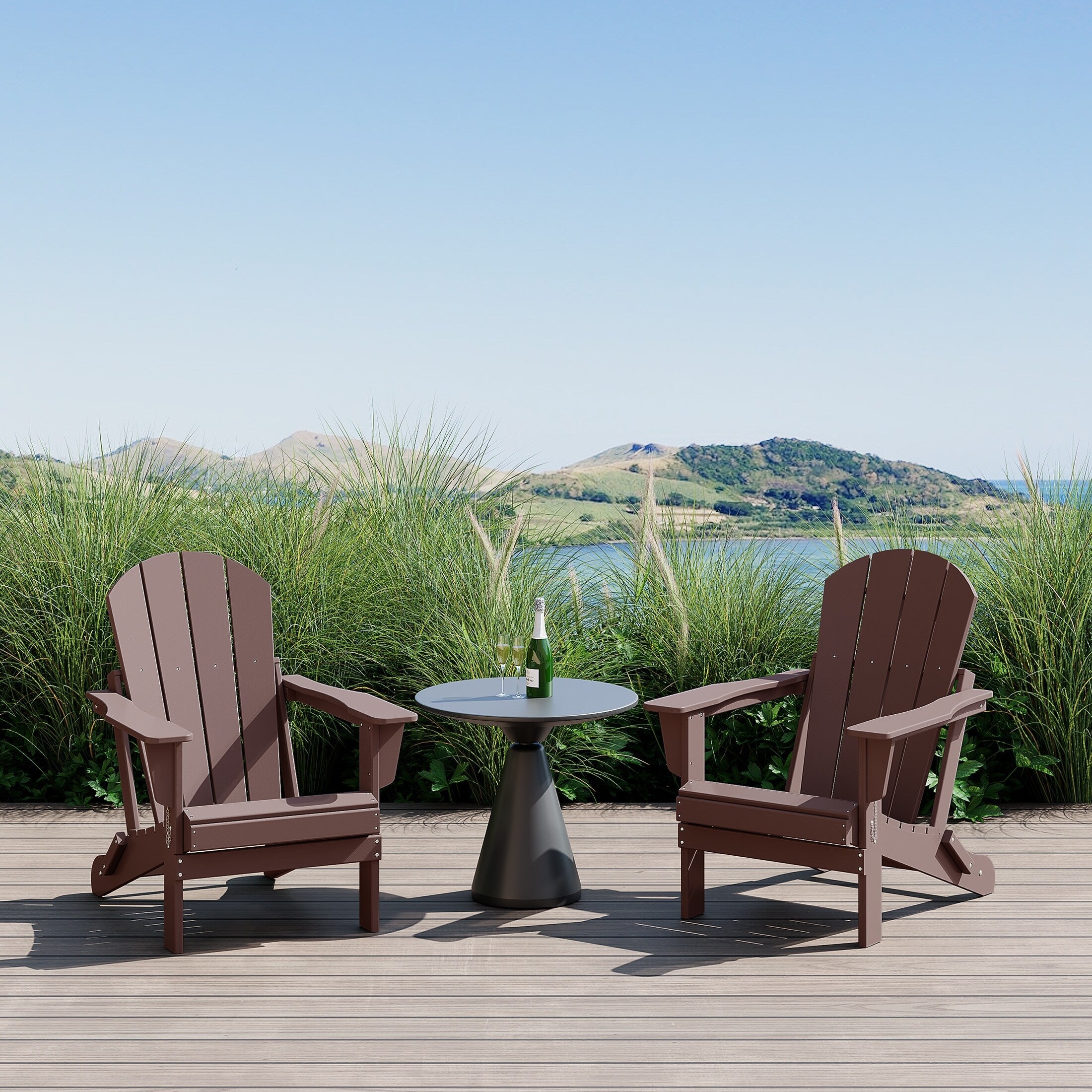 Polytrends Laguna Fauteuils Adirondack pliants d'extérieur résistants aux intempéries (lot de 2)