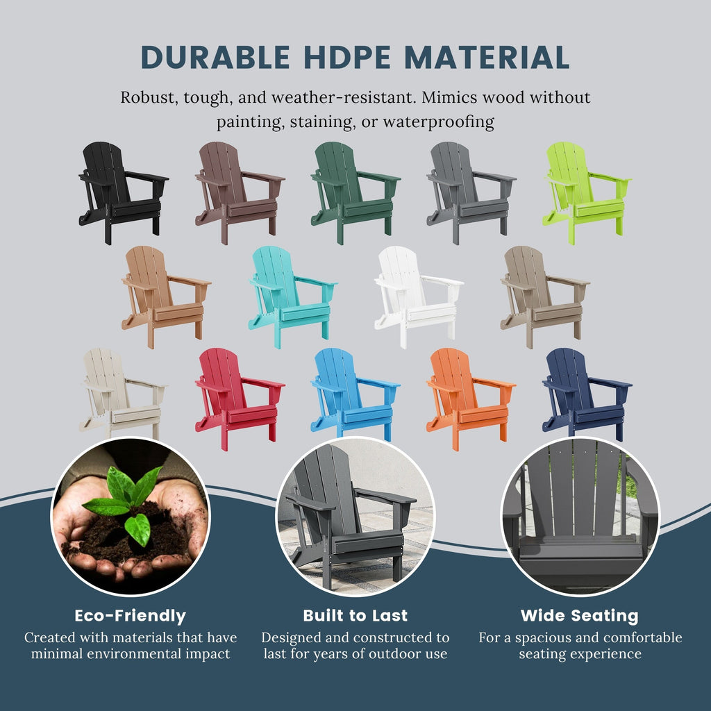 Polytrends Laguna Fauteuils Adirondack pliants d'extérieur résistants aux intempéries (lot de 2)