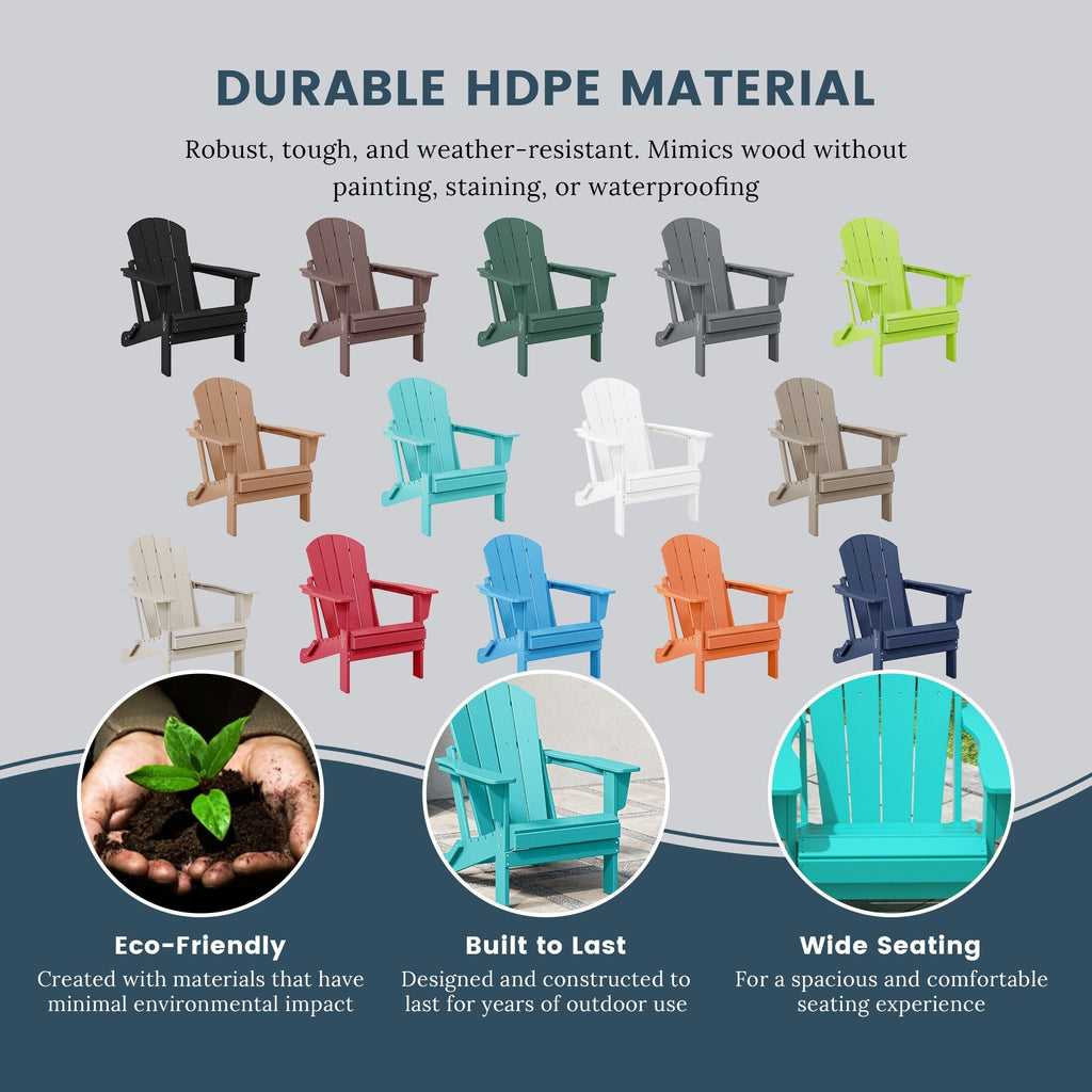 Polytrends Laguna Fauteuils Adirondack pliants d'extérieur résistants aux intempéries (lot de 2)