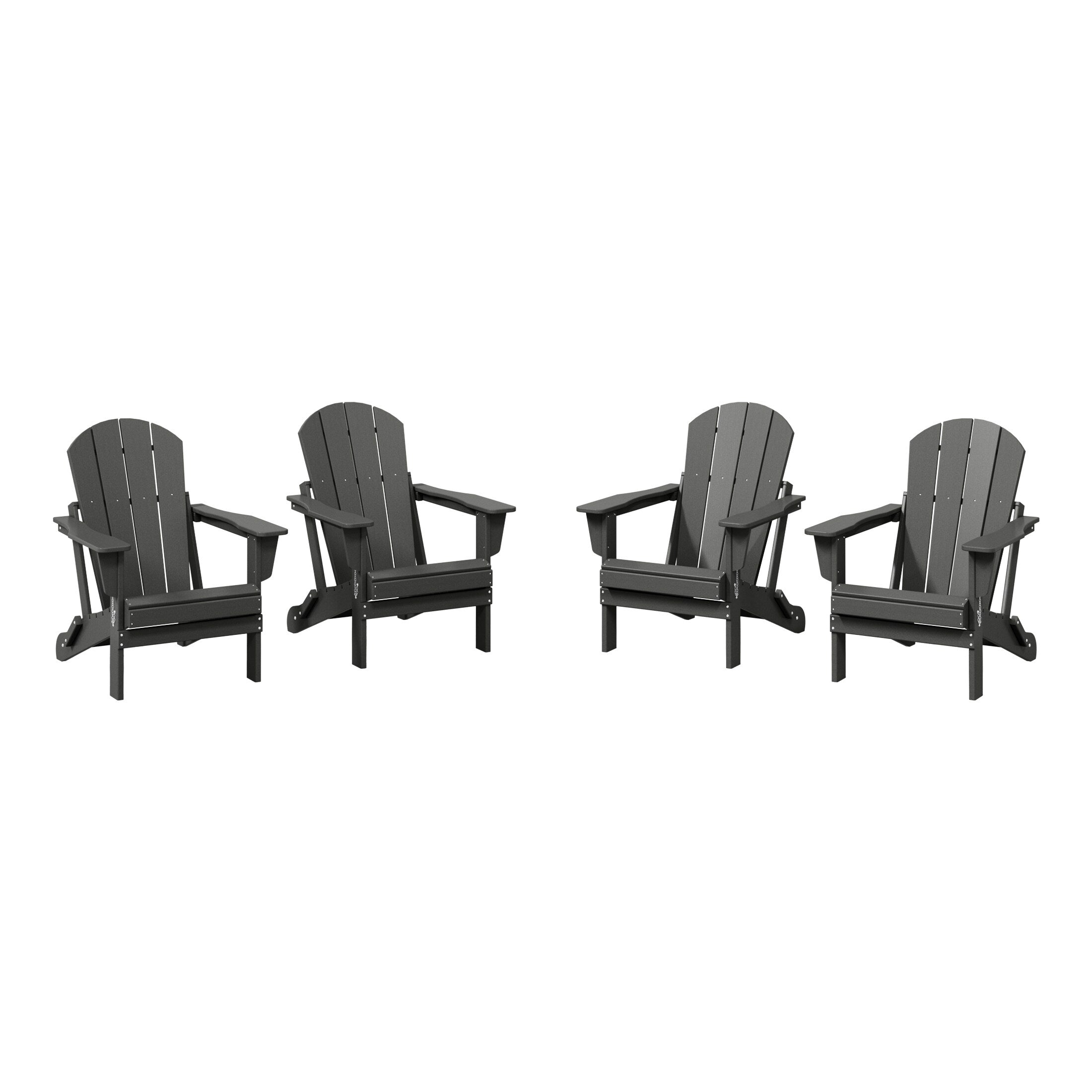Polytrends Laguna Chaises de jardin pliantes Adirondack résistantes aux intempéries (lot de 4)