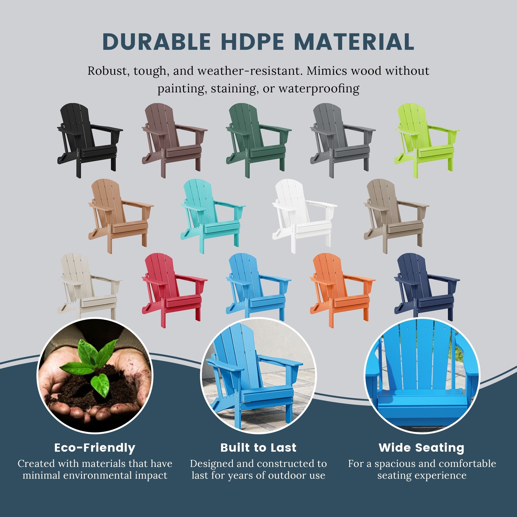 Polytrends Laguna Chaises de jardin pliantes Adirondack résistantes aux intempéries (lot de 4)