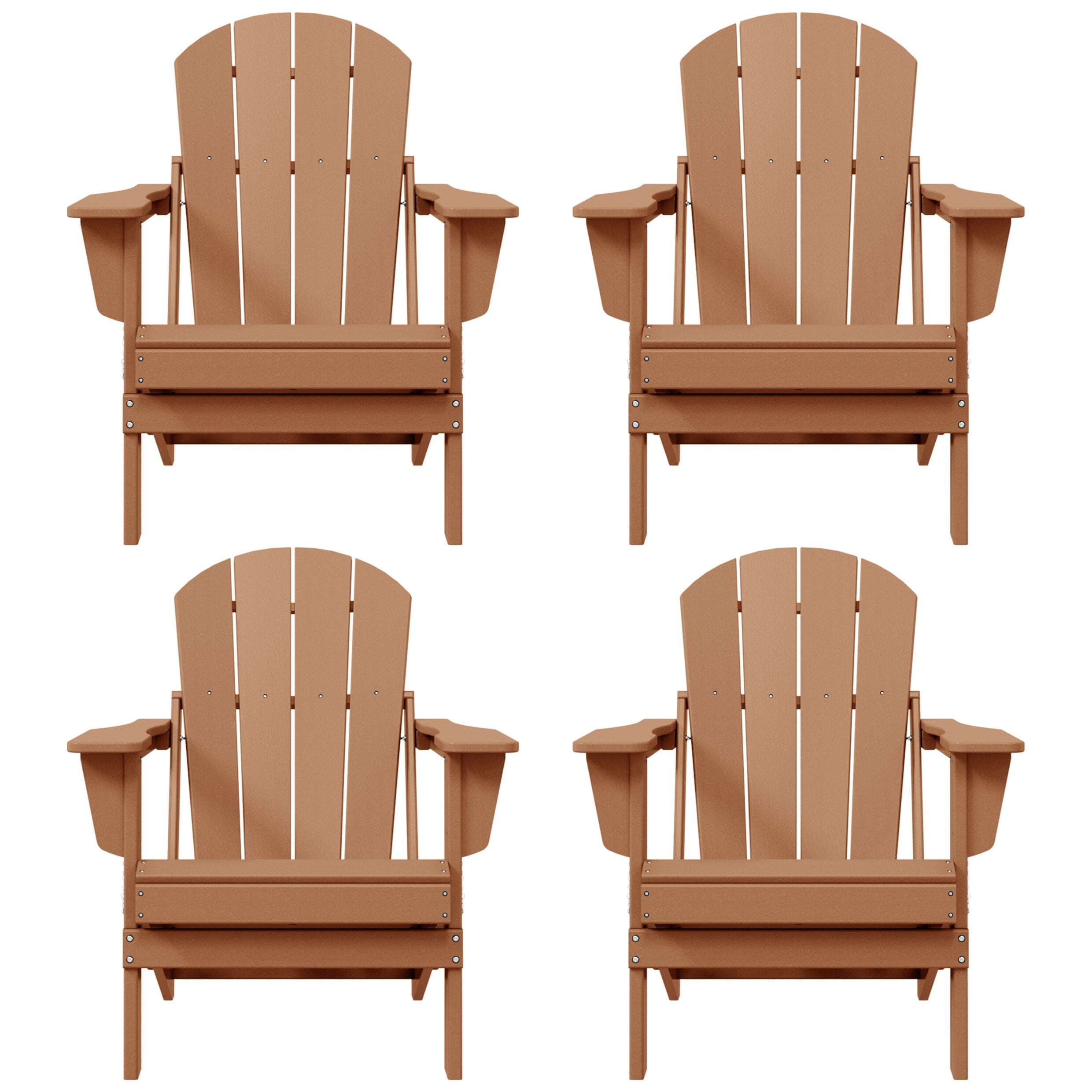 Polytrends Laguna Chaises de jardin pliantes Adirondack résistantes aux intempéries (lot de 4)