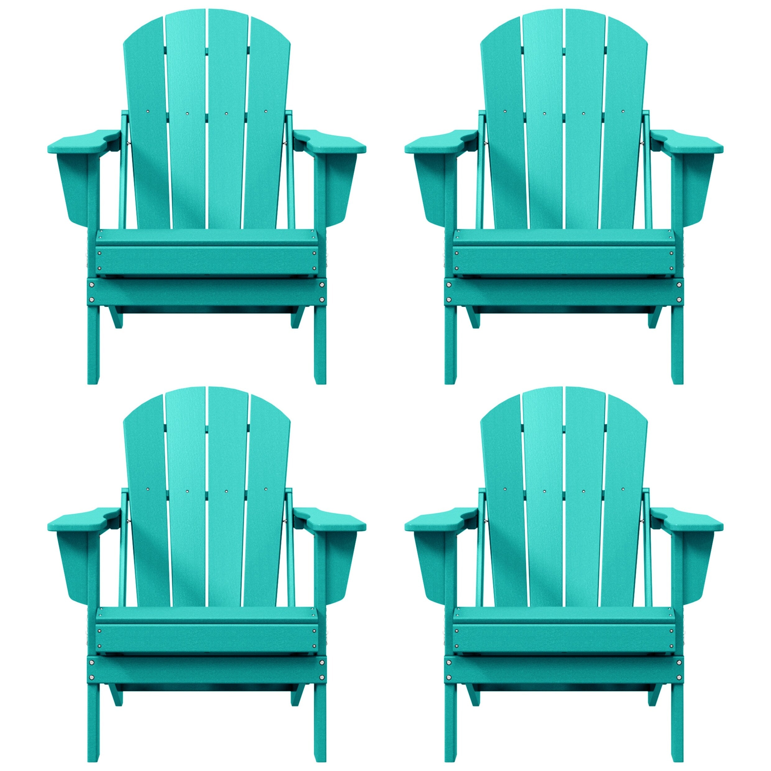 Polytrends Laguna Chaises de jardin pliantes Adirondack résistantes aux intempéries (lot de 4)