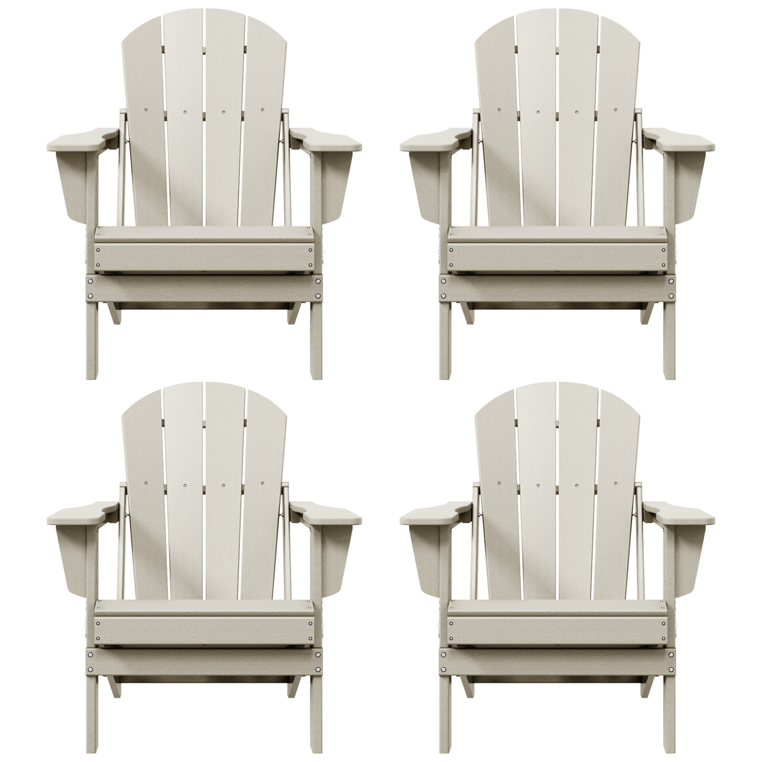 Polytrends Laguna Chaises de jardin pliantes Adirondack résistantes aux intempéries (lot de 4)