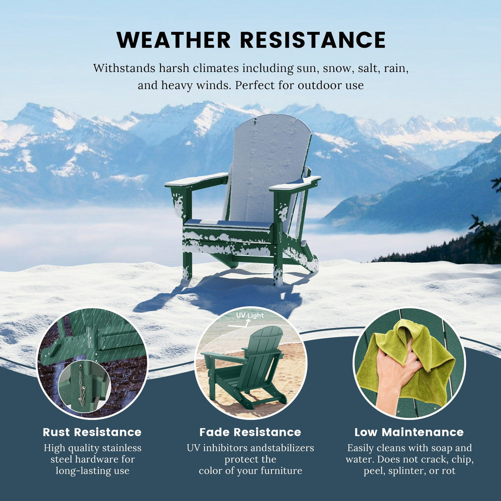 Polytrends Laguna Chaises de jardin pliantes Adirondack résistantes aux intempéries (lot de 4)