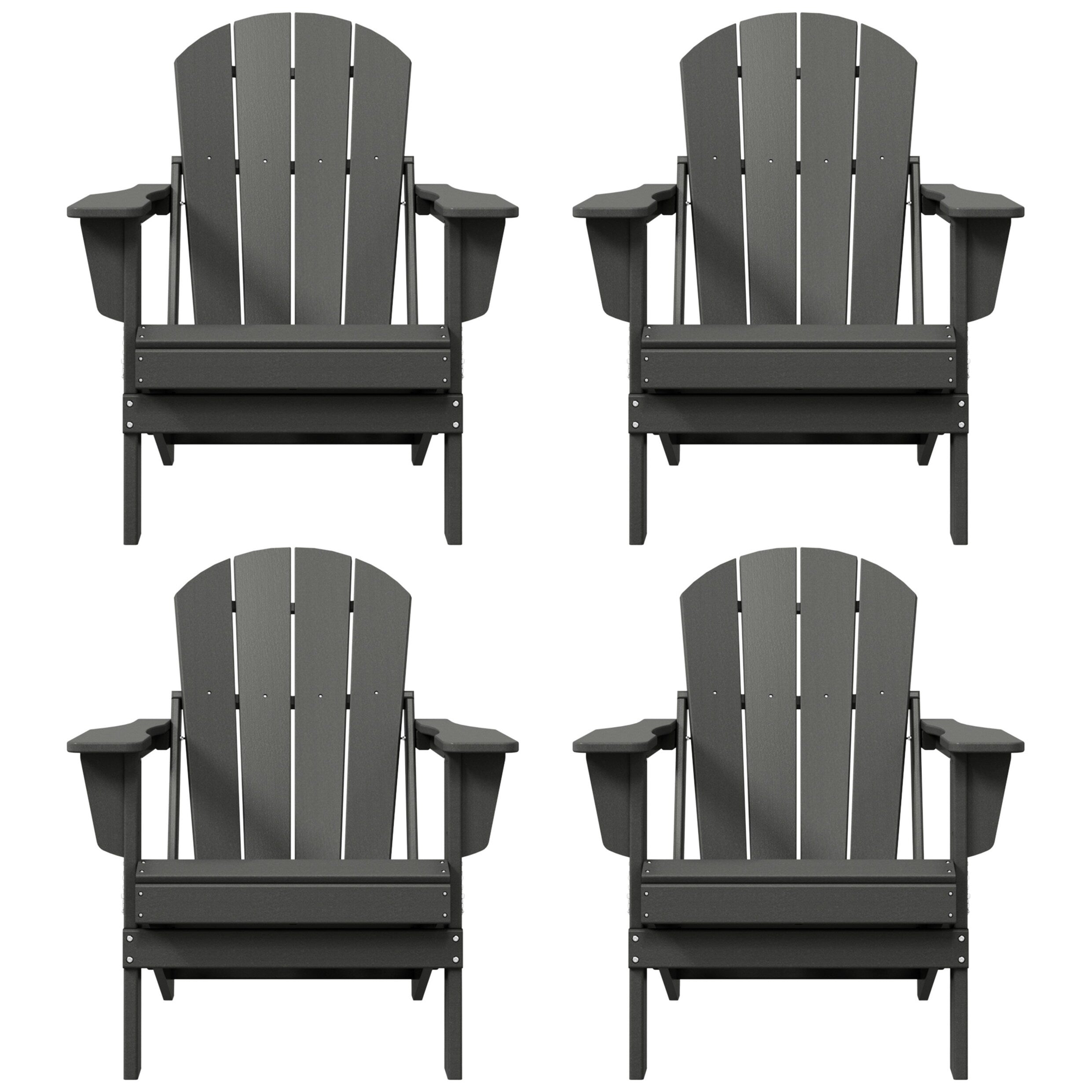 Polytrends Laguna Chaises de jardin pliantes Adirondack résistantes aux intempéries (lot de 4)