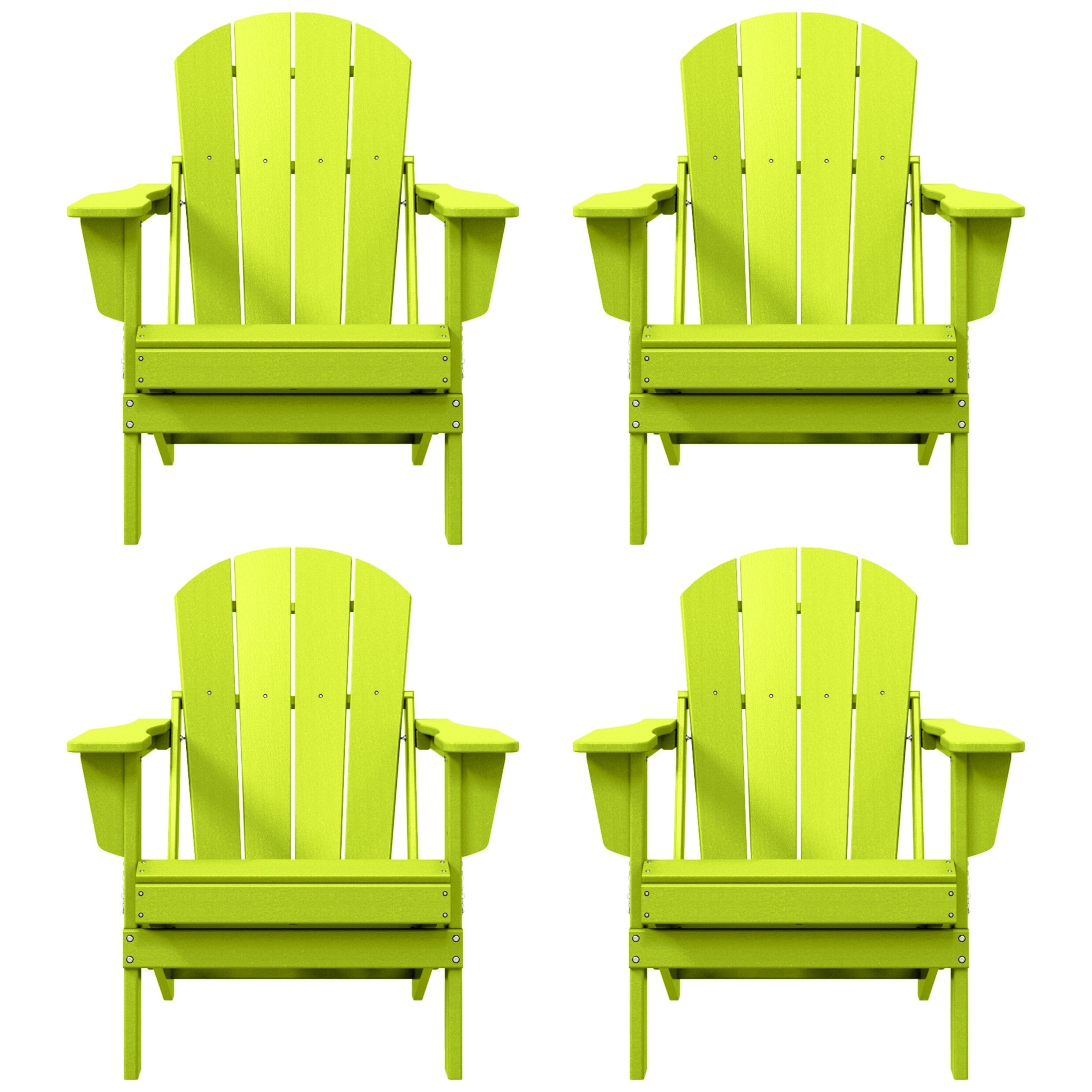 Polytrends Laguna Chaises de jardin pliantes Adirondack résistantes aux intempéries (lot de 4)