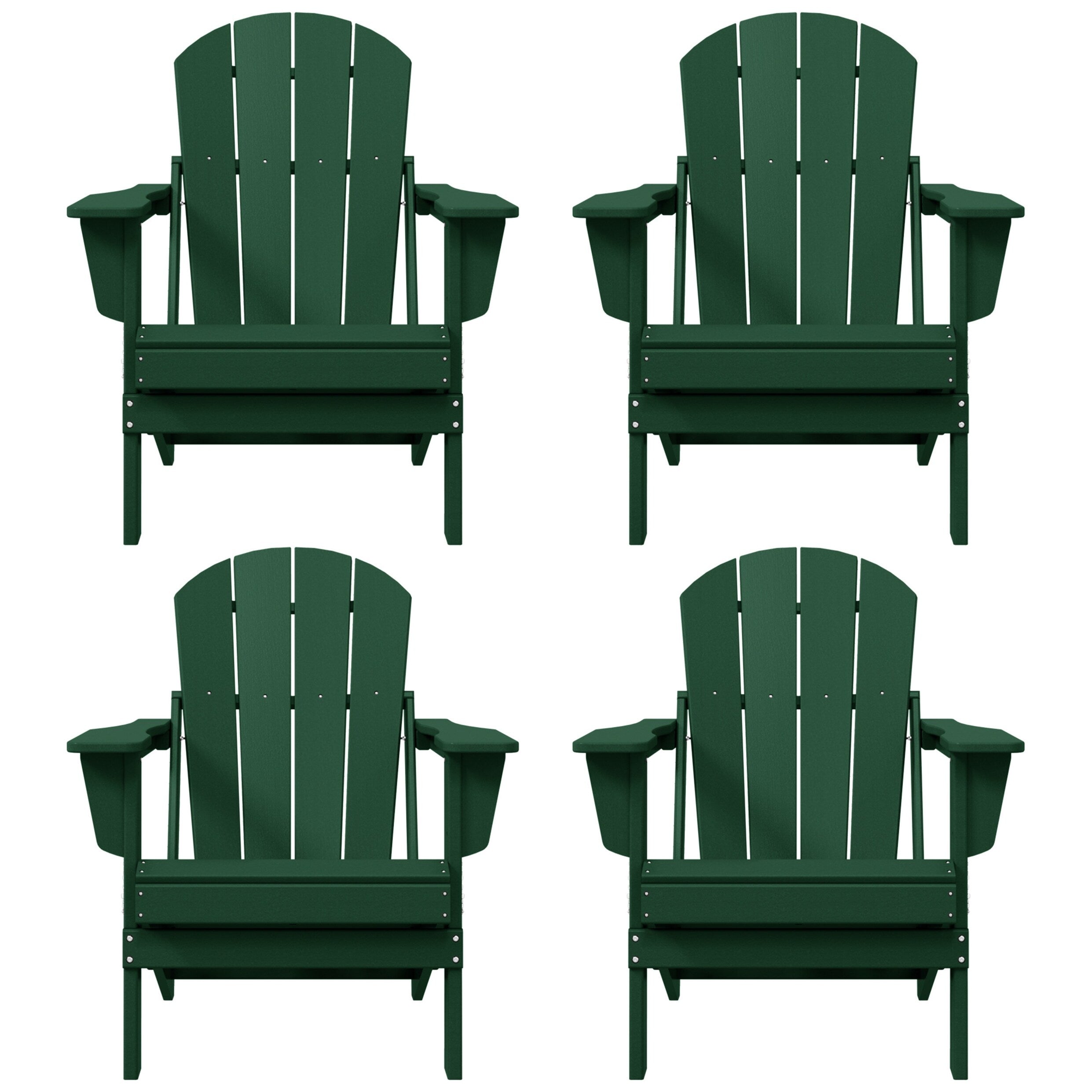 Polytrends Laguna Chaises de jardin pliantes Adirondack résistantes aux intempéries (lot de 4)