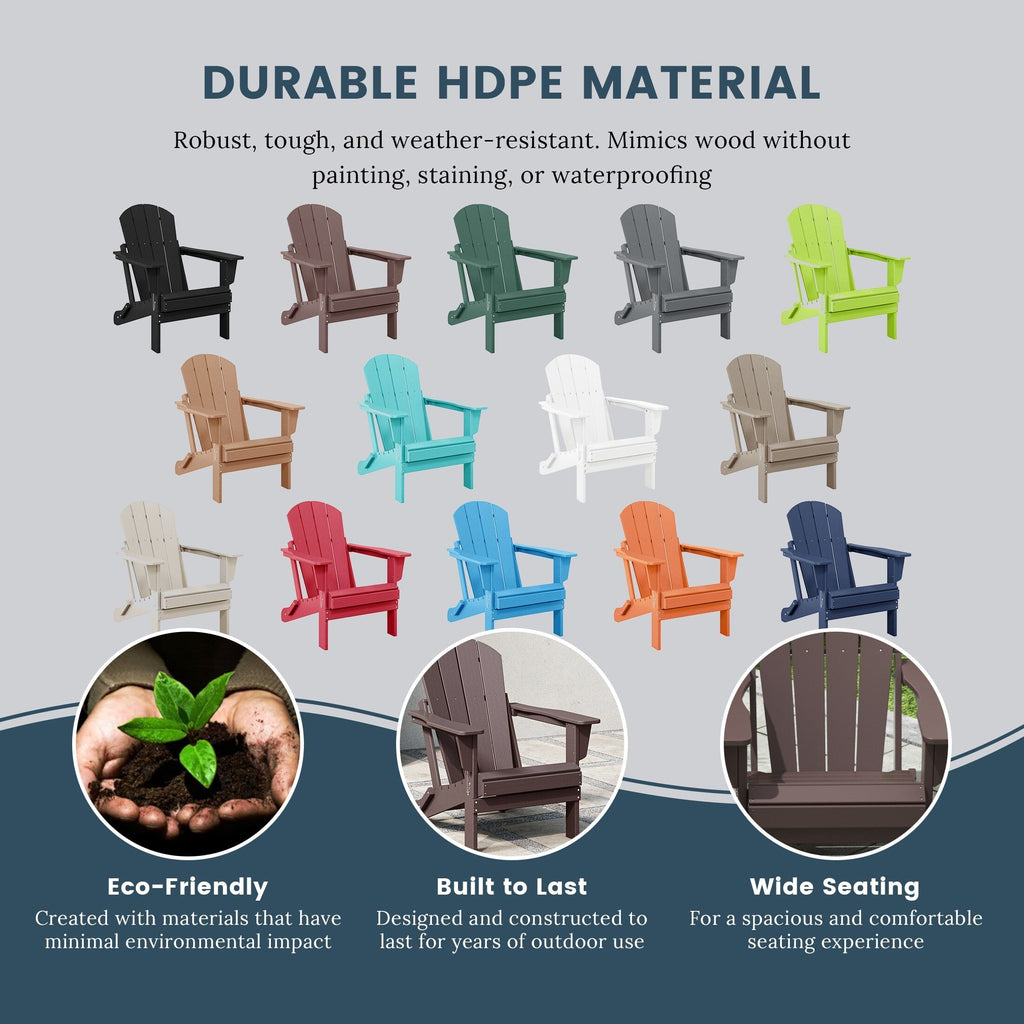 Polytrends Laguna Chaises de jardin pliantes Adirondack résistantes aux intempéries (lot de 4)