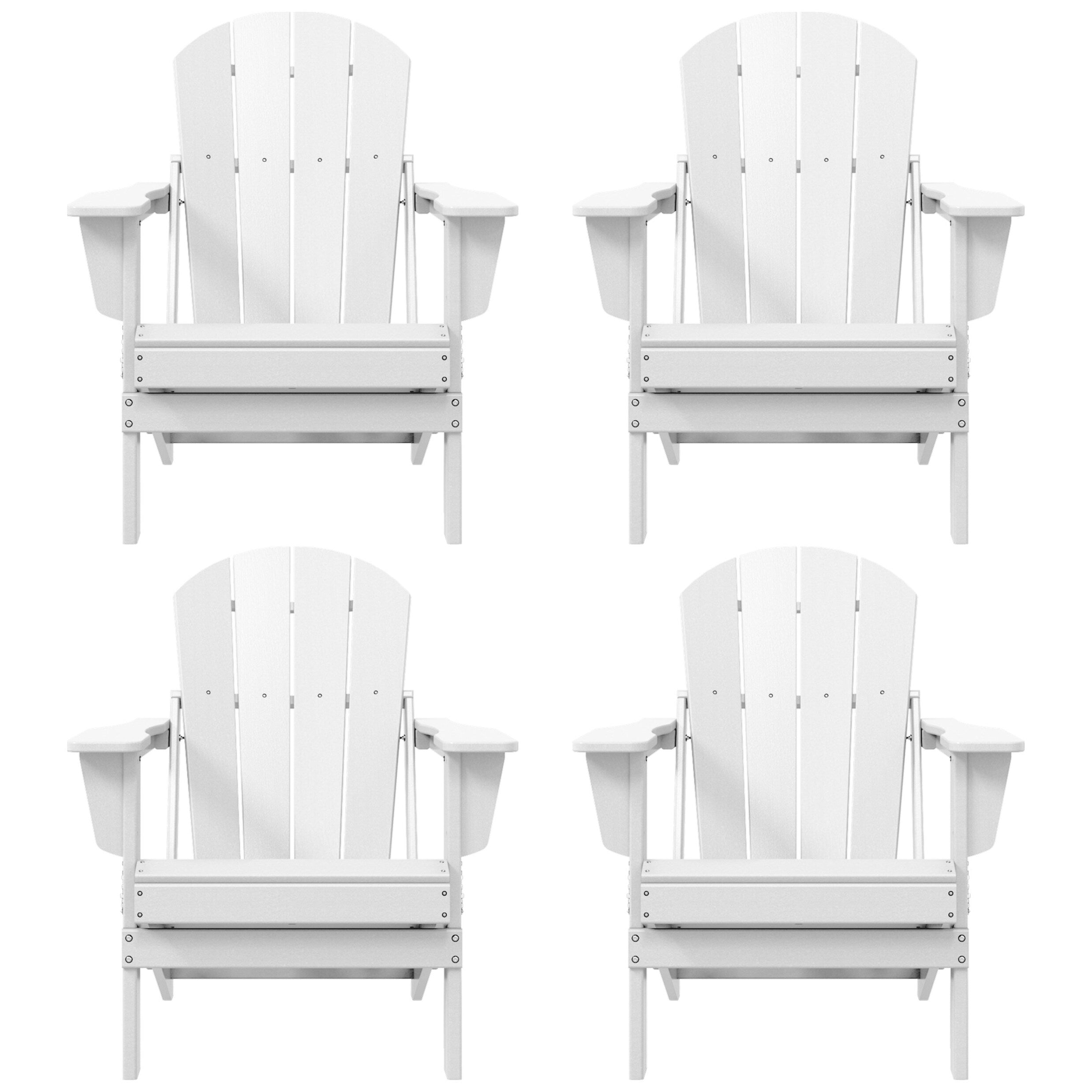 Polytrends Laguna Chaises de jardin pliantes Adirondack résistantes aux intempéries (lot de 4)