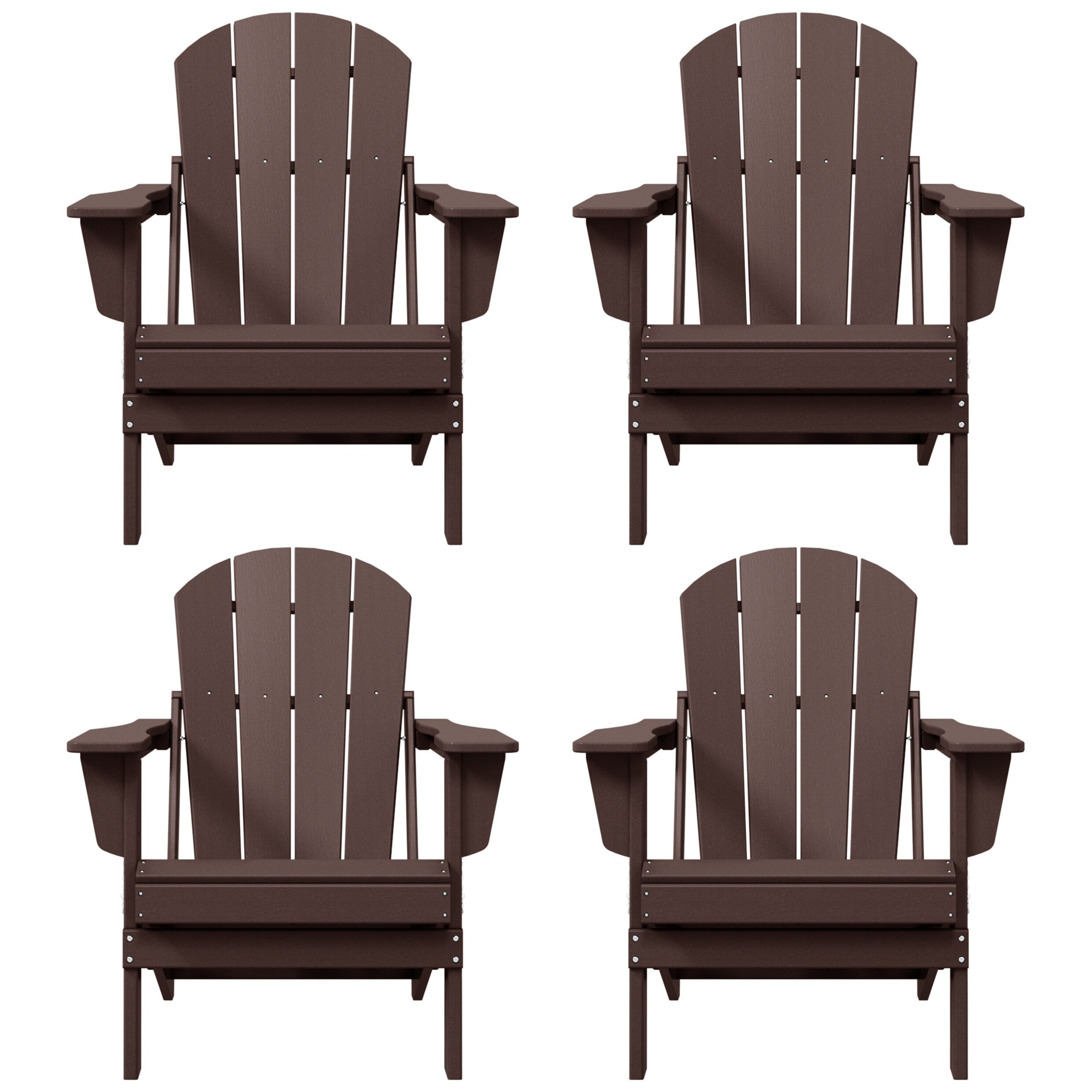 Polytrends Laguna Chaises de jardin pliantes Adirondack résistantes aux intempéries (lot de 4)