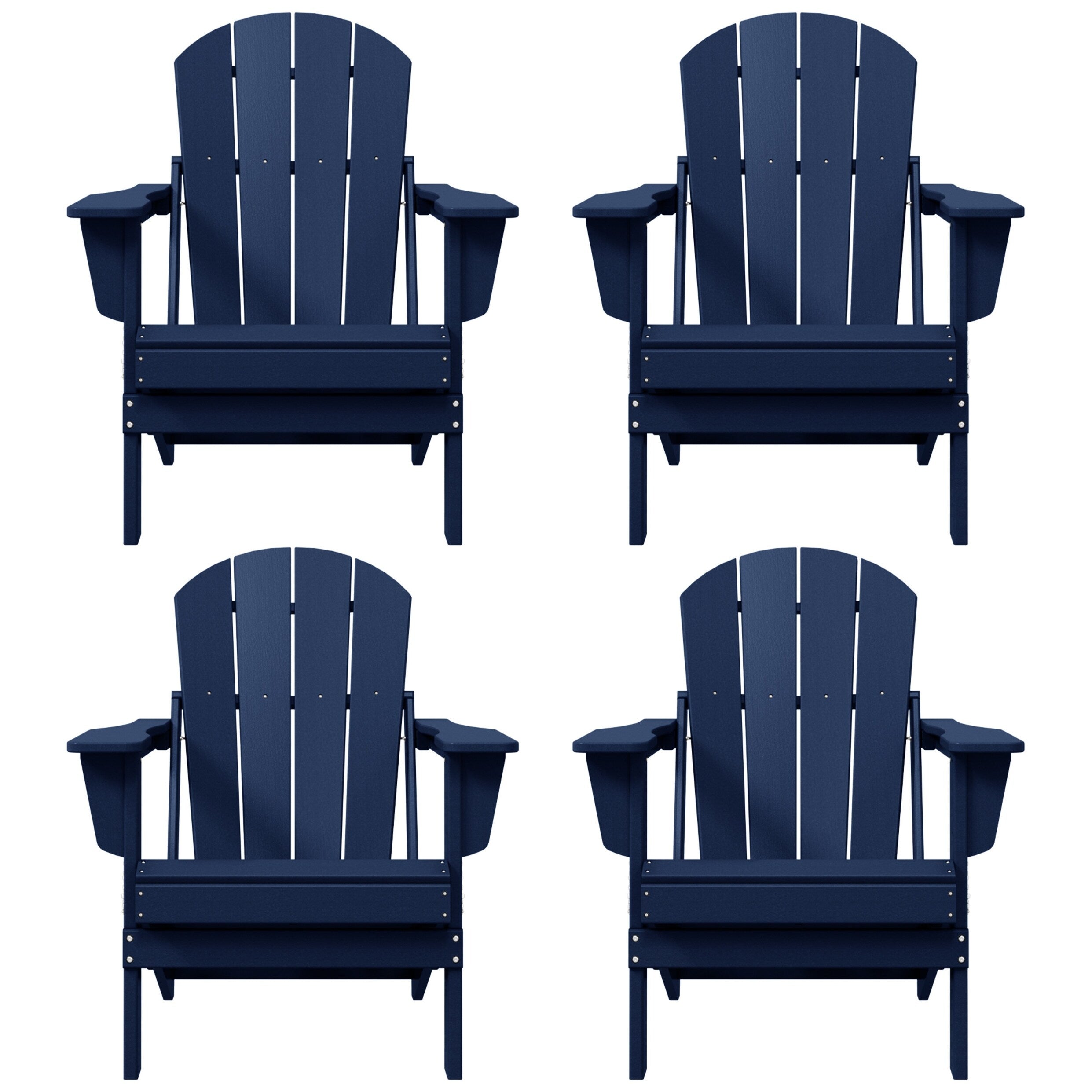 Polytrends Laguna Chaises de jardin pliantes Adirondack résistantes aux intempéries (lot de 4)