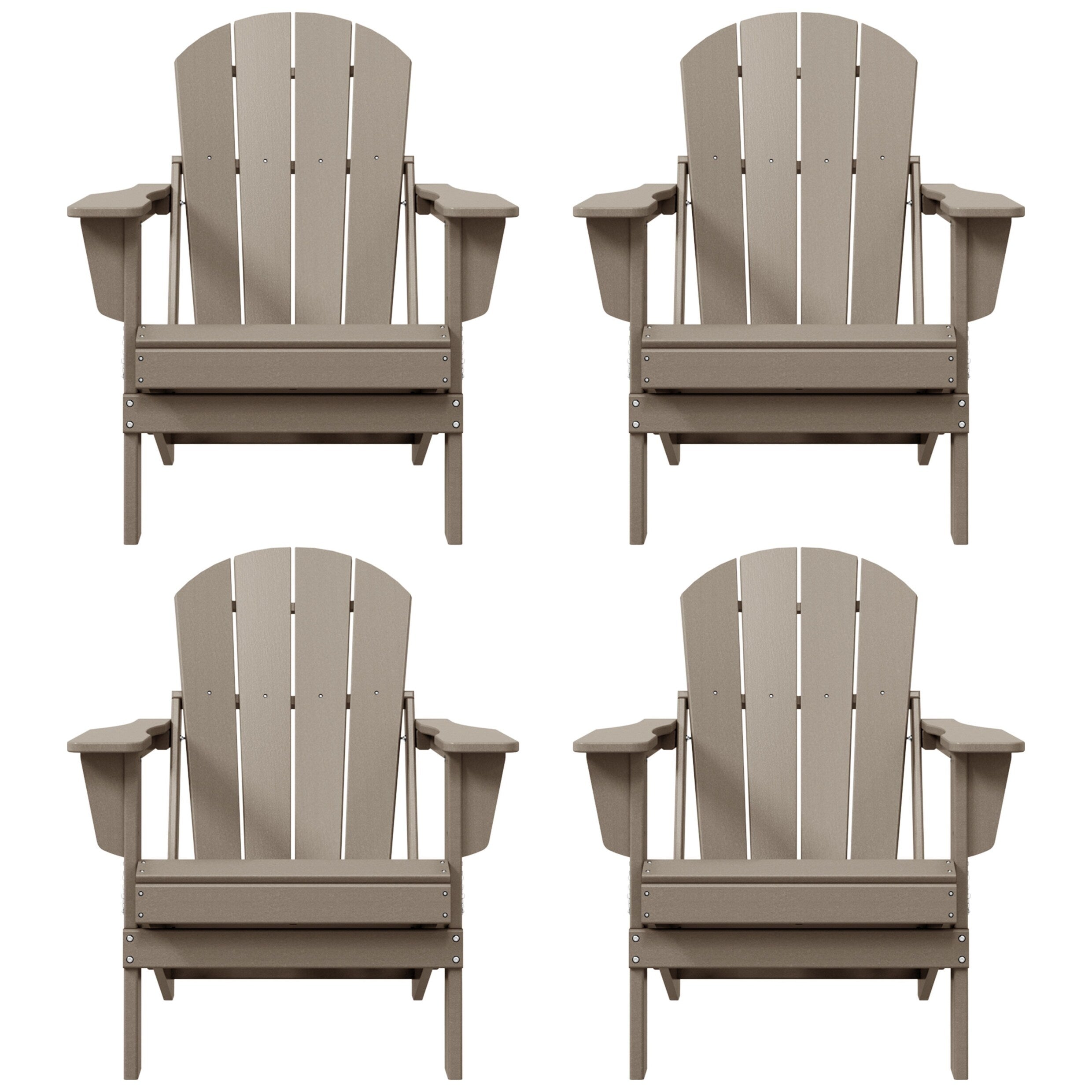 Polytrends Laguna Chaises de jardin pliantes Adirondack résistantes aux intempéries (lot de 4)