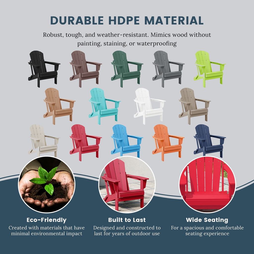 Polytrends Laguna Chaises de jardin pliantes Adirondack résistantes aux intempéries (lot de 4)