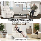 Fauteuil releveur électrique pour personnes âgées, fauteuil releveur en tissu avec repose-pieds extensible, 2 porte-gobelets, poches latérales et télécommande.