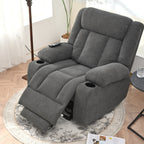 Fauteuil releveur électrique pour personnes âgées, fauteuil releveur en tissu avec repose-pieds extensible, 2 porte-gobelets, poches latérales et télécommande.