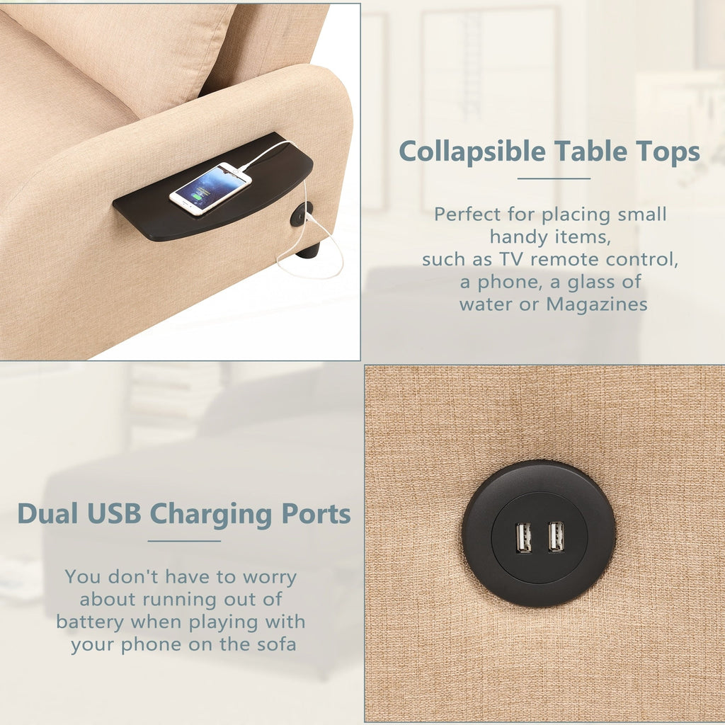 Canapé-lit gigogne 3 en 1 avec 2 tables d'appoint