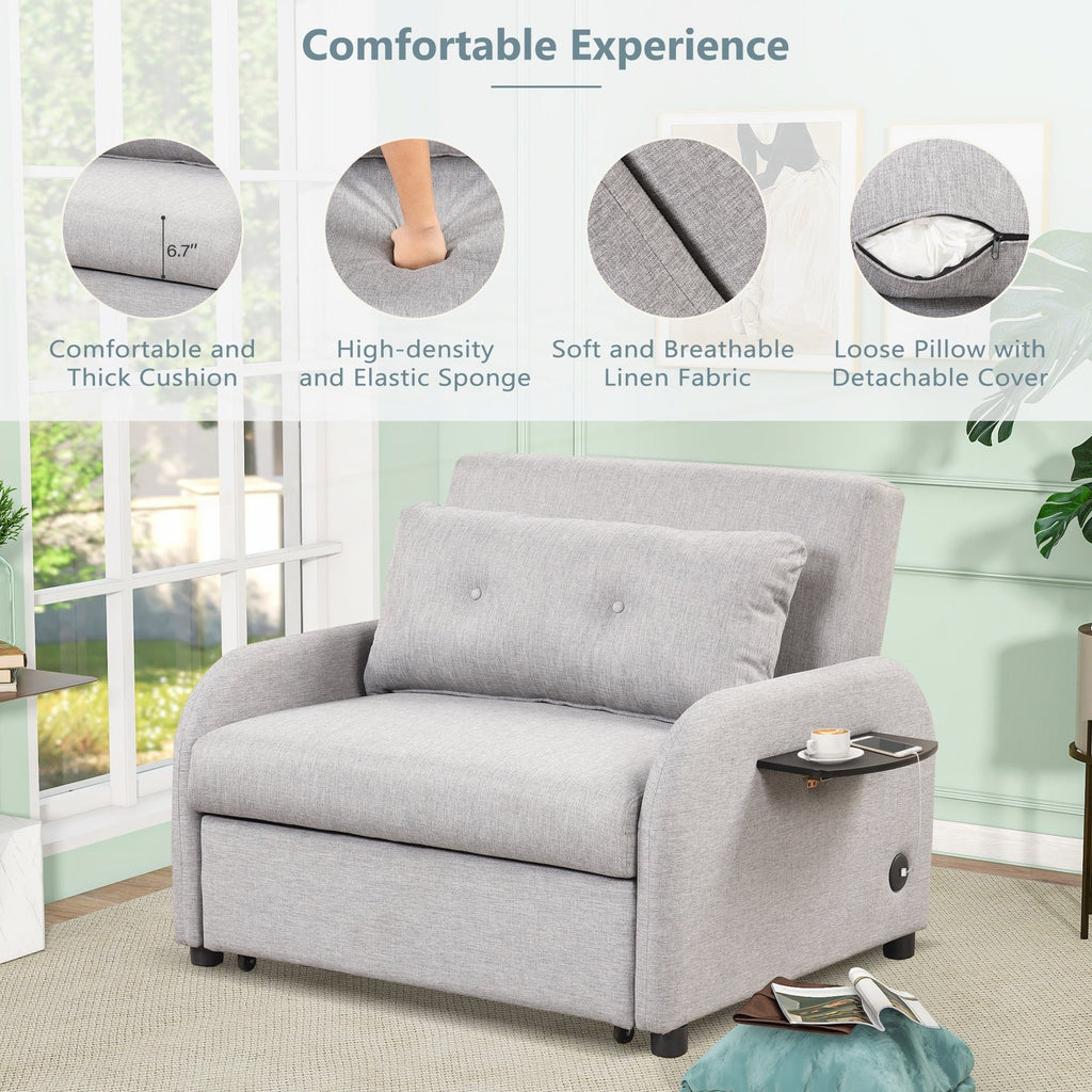 Canapé-lit gigogne 3 en 1 avec 2 tables d'appoint