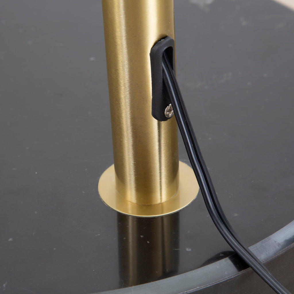 Lampe de sol à arche réglable en acier Q-Max 81 avec abat-jour extra large et socle en marbre