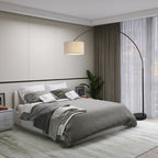 Lampe de sol à arche réglable en acier Q-Max 81 avec abat-jour extra large et socle en marbre