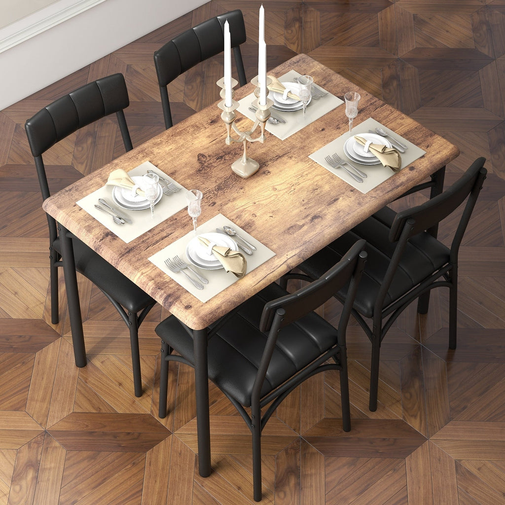 Ensemble de table à manger rectangulaire pour 4 personnes avec chaises rembourrées