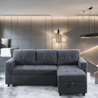 Canapé d'angle réversible avec lit escamotable, chaise longue avec rangement intégré, pieds robustes,