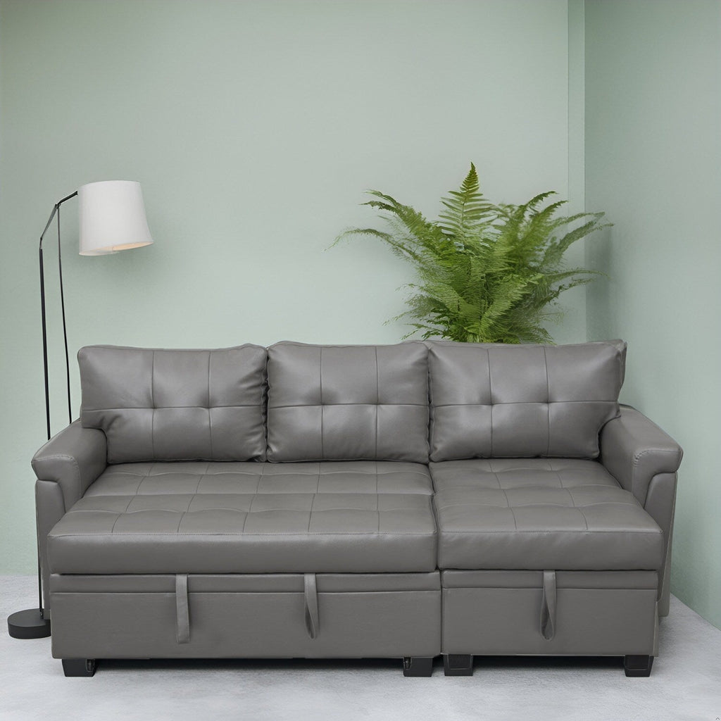 Canapé d'angle réversible avec lit escamotable, chaise longue avec rangement intégré, pieds robustes,