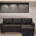 Canapé d'angle réversible avec lit escamotable, chaise longue avec rangement intégré, pieds robustes,