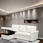 Canapé d'angle réversible avec lit escamotable, chaise longue avec rangement intégré, pieds robustes,