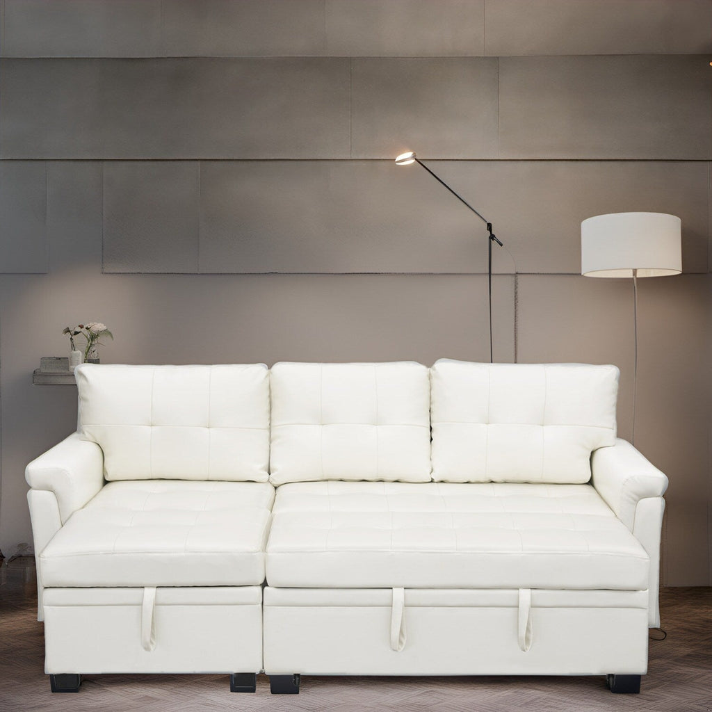 Canapé d'angle réversible avec lit escamotable, chaise longue avec rangement intégré, pieds robustes,