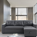 Canapé d'angle réversible avec lit escamotable, chaise longue avec rangement intégré, pieds robustes,