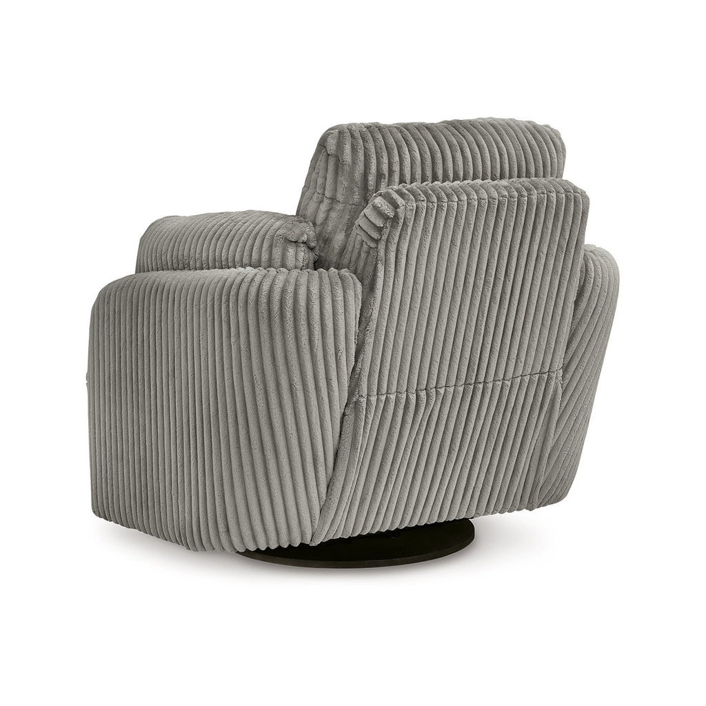 Fauteuil inclinable manuel pivotant Rikki, velours côtelé gris, 2 coussins