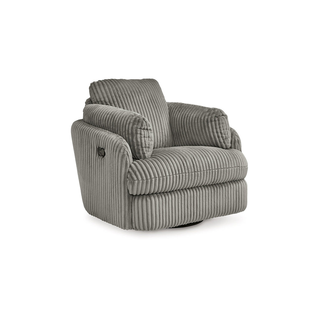 Fauteuil inclinable manuel pivotant Rikki, velours côtelé gris, 2 coussins