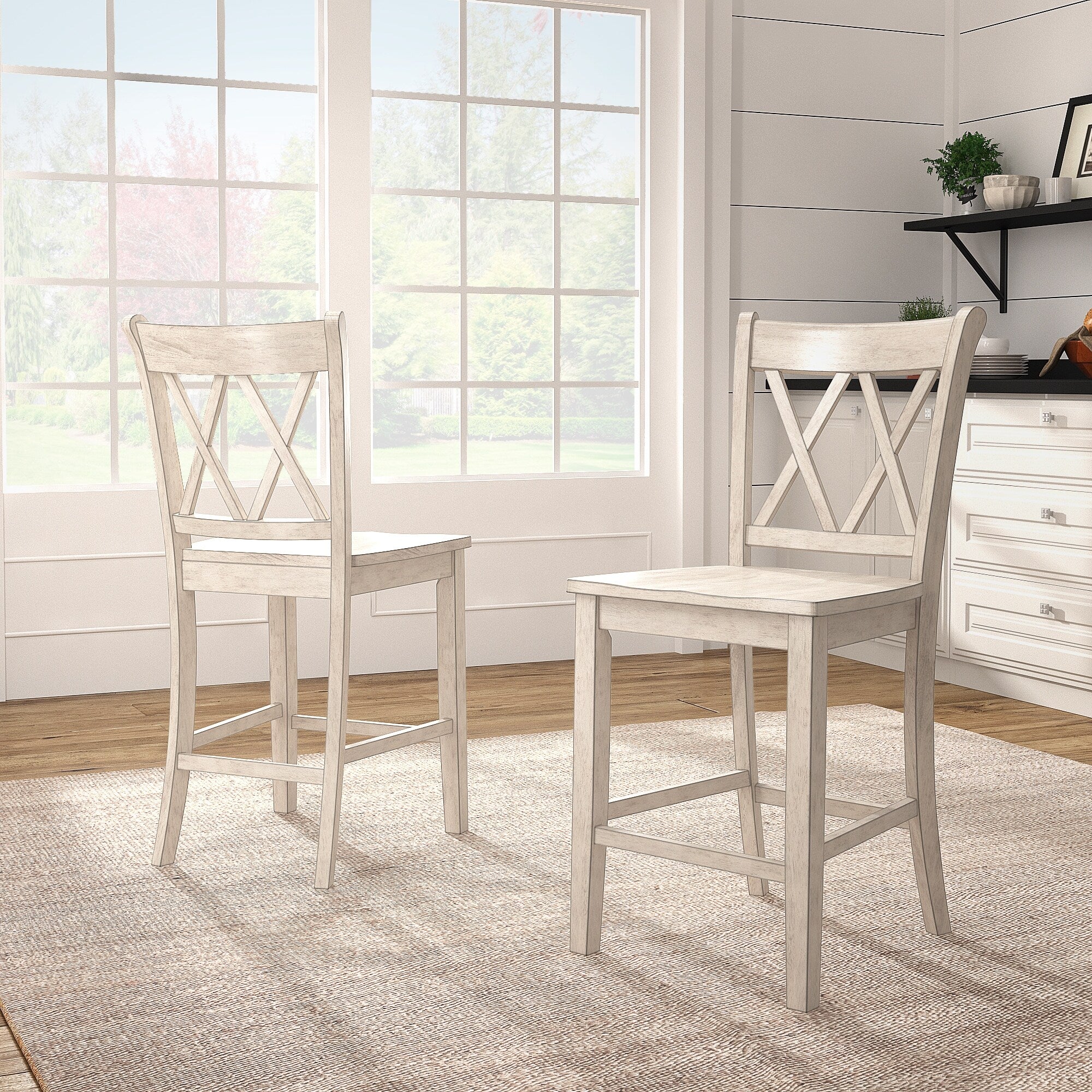 Chaises de bar Ronda à dossier double en X (lot de 2)