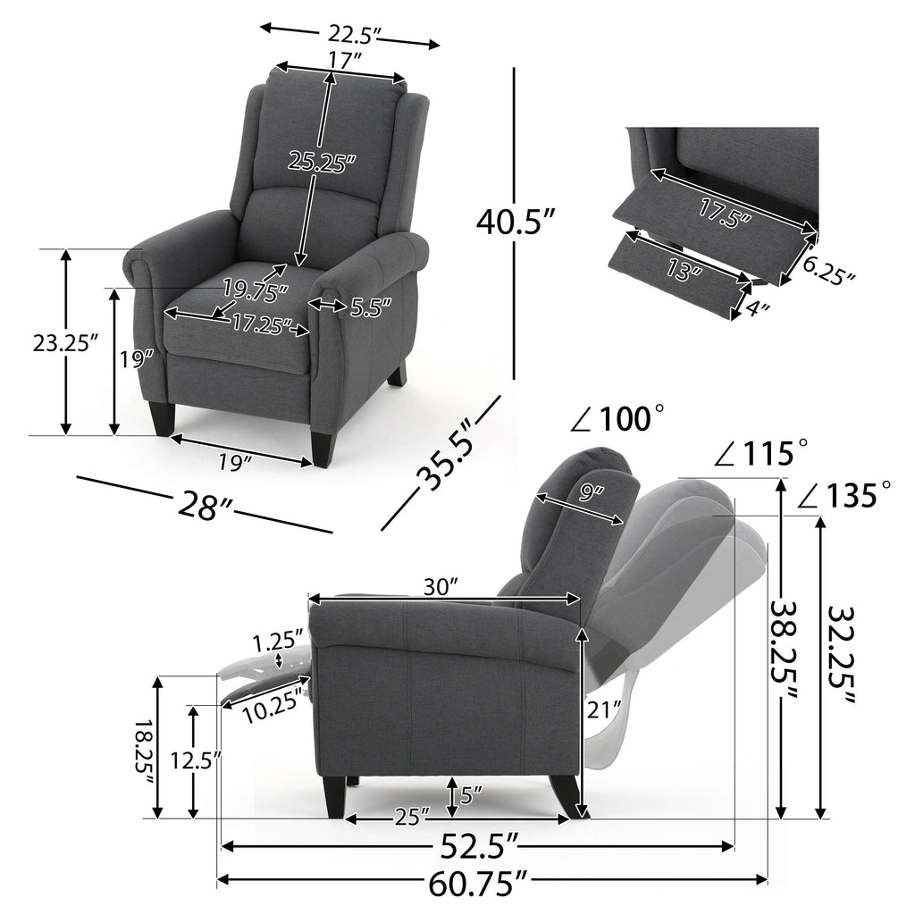 Fauteuil inclinable Roomfitters Ultimate Comfort en cuir PU avec dossier inclinable, fauteuil inclinable luxueux pour salon ou chambre à coucher