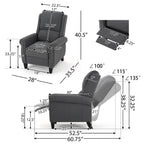 Fauteuil inclinable Roomfitters Ultimate Comfort en cuir PU avec dossier inclinable, fauteuil inclinable luxueux pour salon ou chambre à coucher