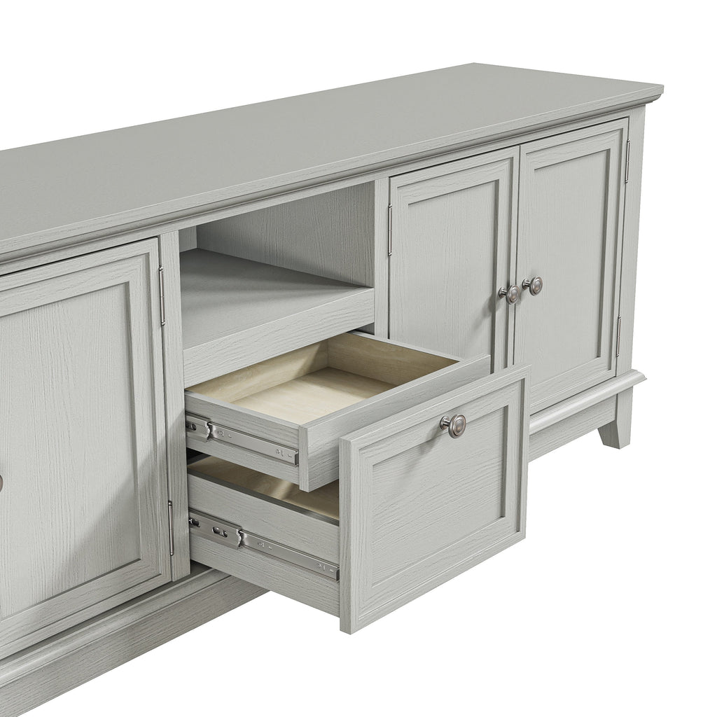 Meuble TV rustique de 183 cm (72 pouces) avec étagères réglables et rangement caché - 183 cm de largeur