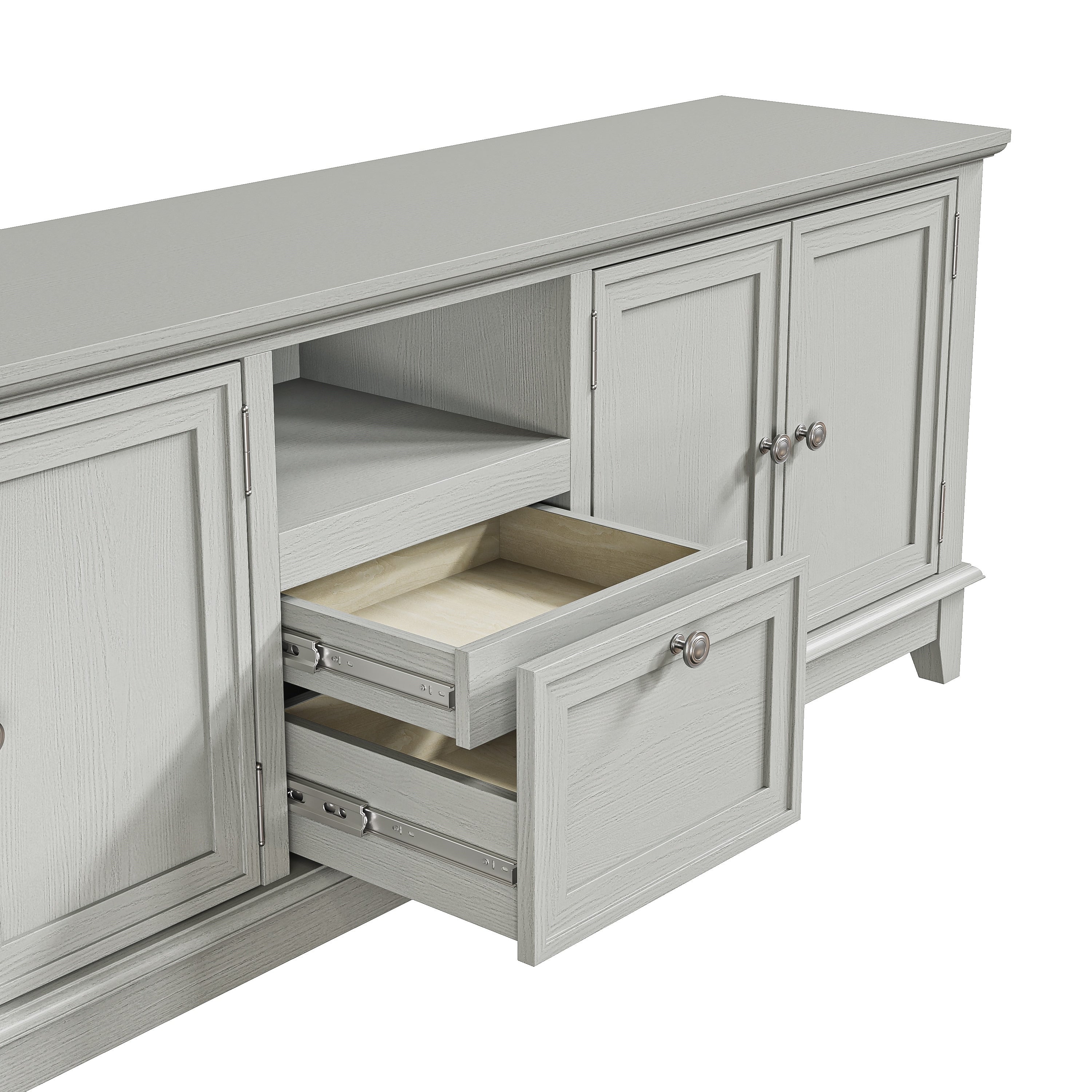 Meuble TV rustique de 183 cm (72 pouces) avec étagères réglables et rangement caché - 183 cm de largeur