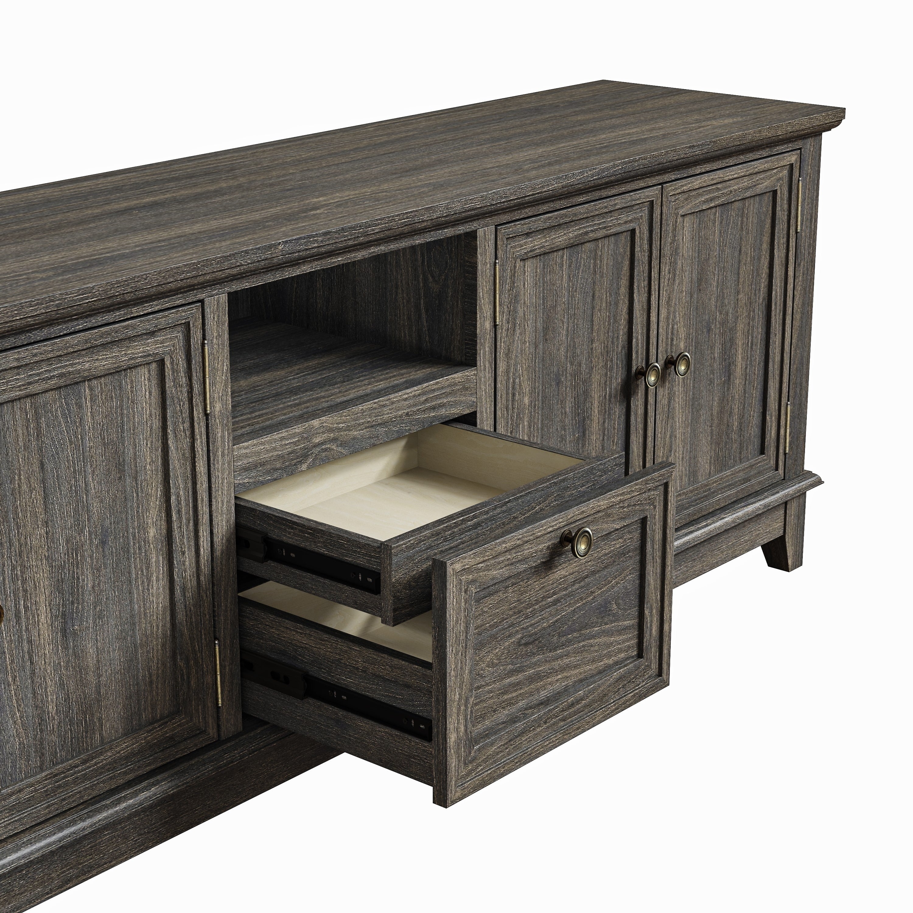 Meuble TV rustique de 183 cm (72 pouces) avec étagères réglables et rangement caché - 183 cm de largeur