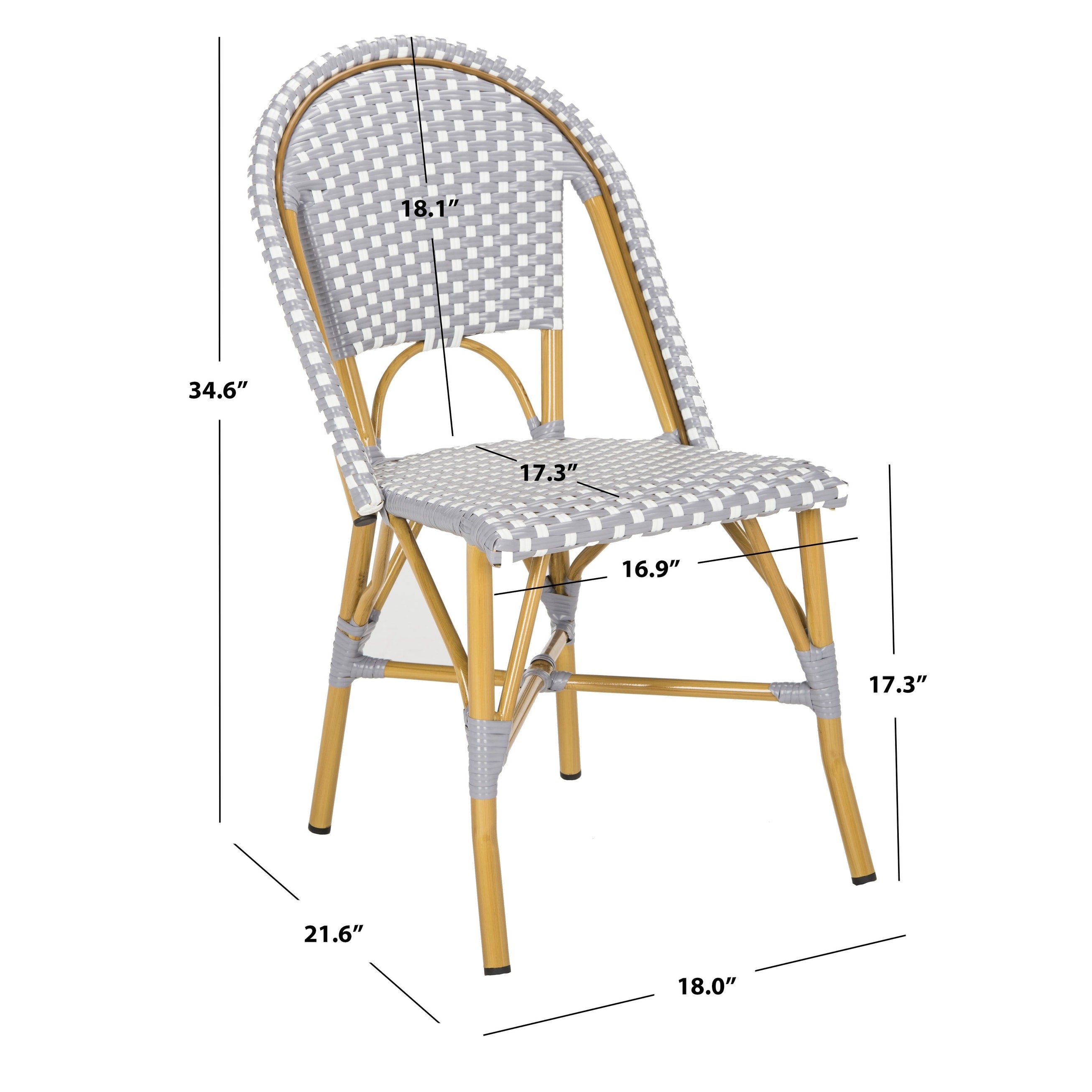 Chaises de salle à manger empilables SAFAVIEH Marolyn (lot de 2) - 45,7 cm (L) x 55,9 cm (P) x 88,9 cm (H)