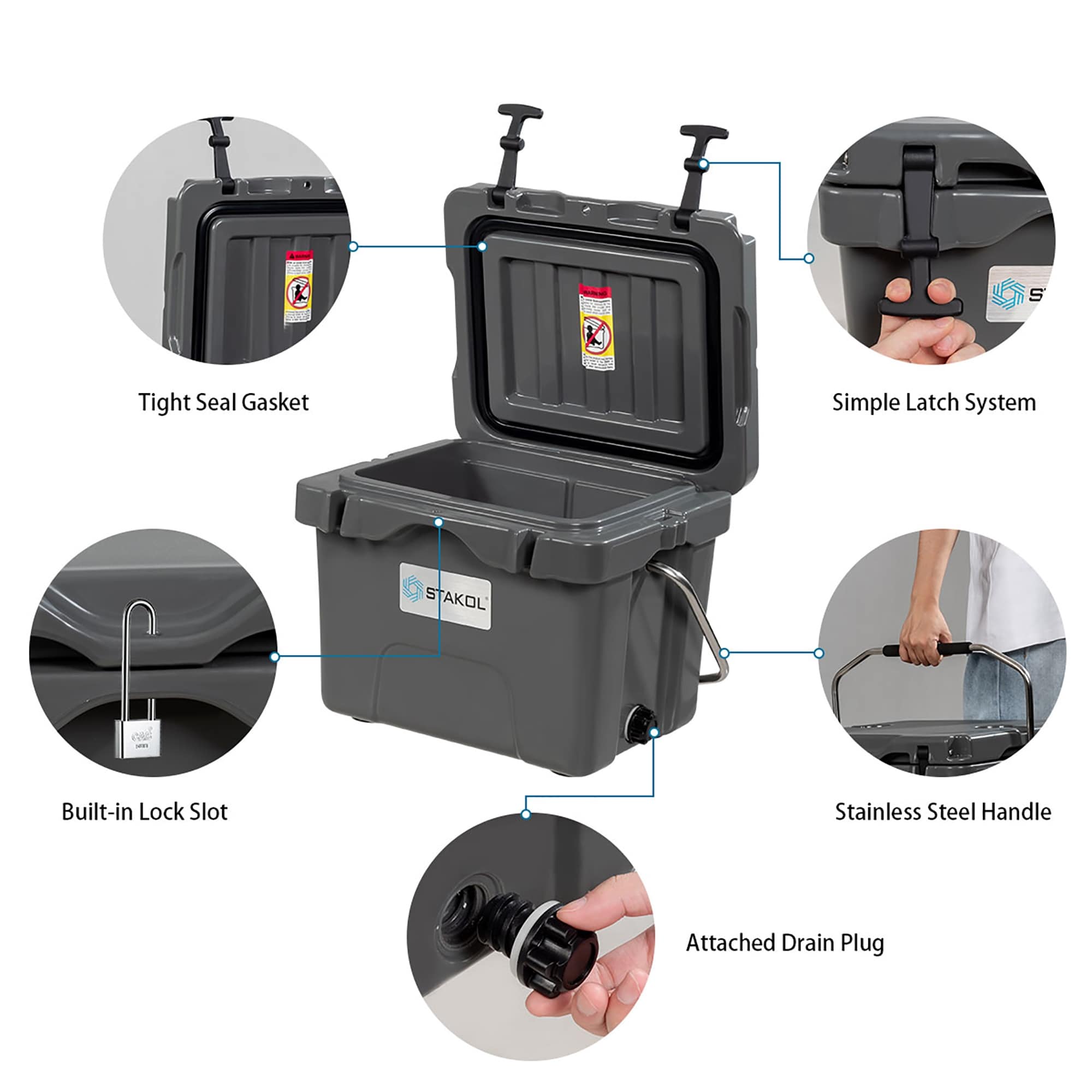 SKTAKOL Glacière isotherme portable 16 quarts, étanche, 24 boîtes de glace - Voir les détails