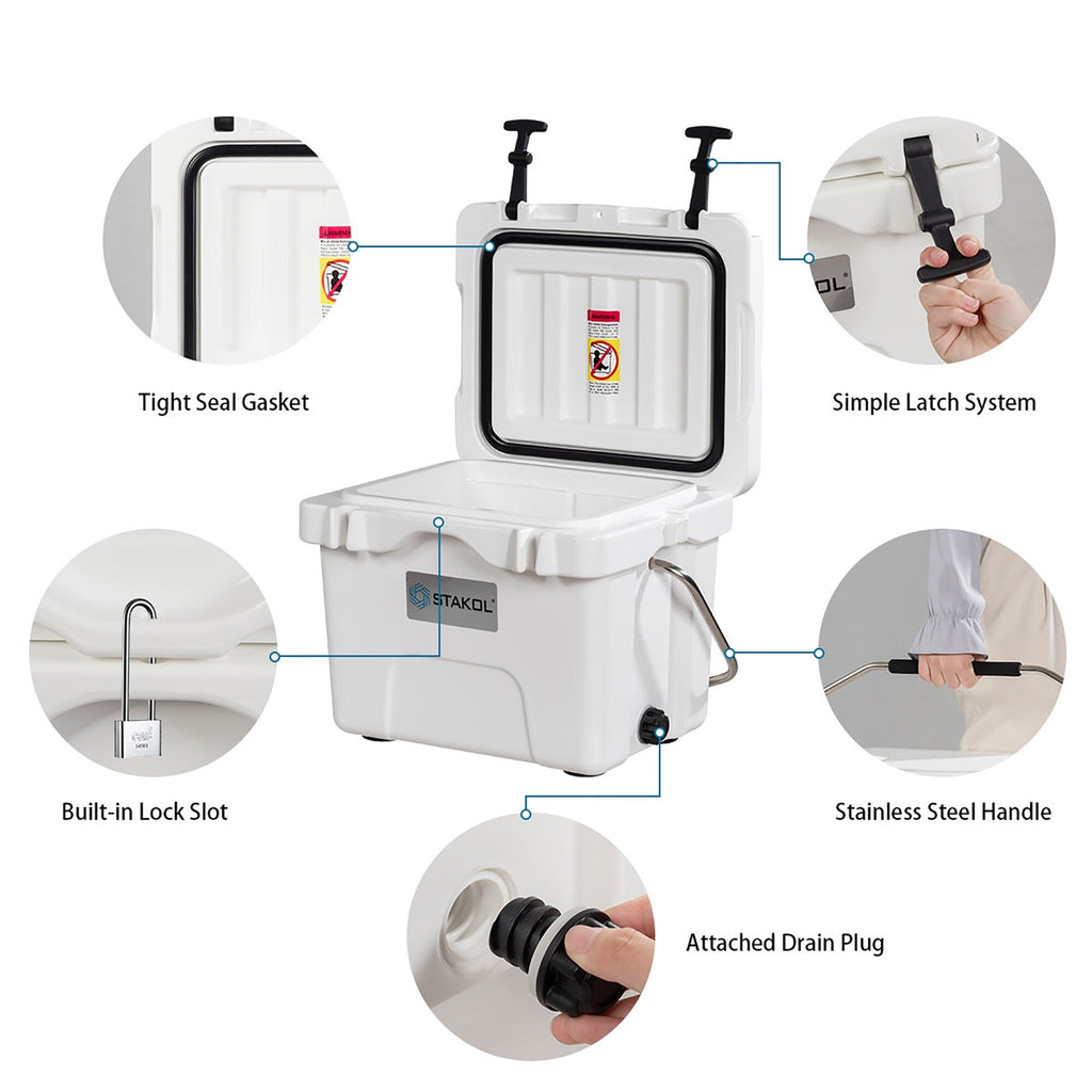 SKTAKOL Glacière isotherme portable 16 quarts, étanche, 24 boîtes de glace - Voir les détails