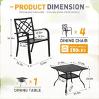 SUNCROWN Ensemble de repas d'extérieur pour patio, 5/7 pièces, en acier, avec table à lattes métalliques et chaises empilables, cadre à revêtement en poudre.