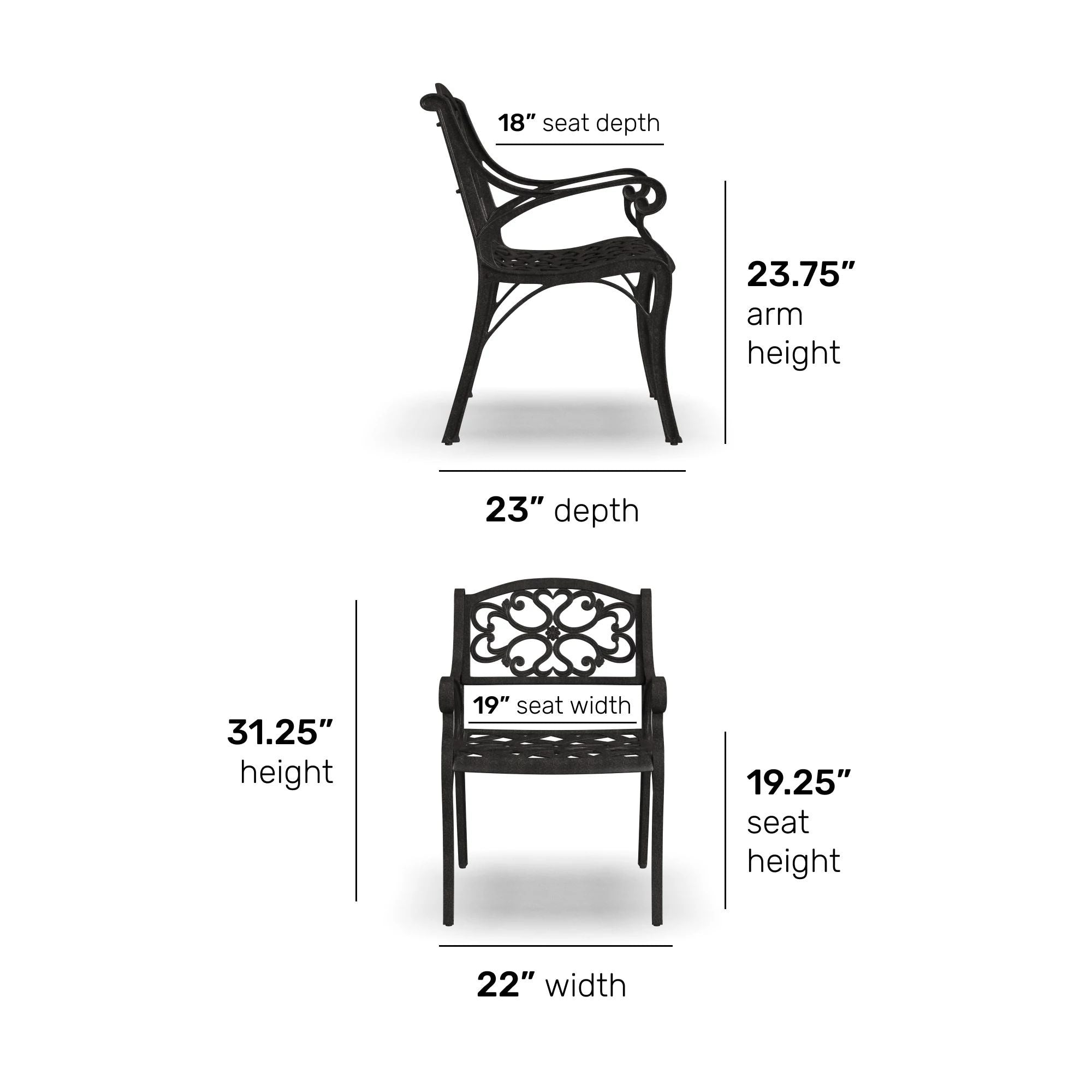 Ensemble de salle à manger d'extérieur 7 pièces Sanibel en aluminium bronze avec table ovale de 72 pouces et six fauteuils par Homestyles