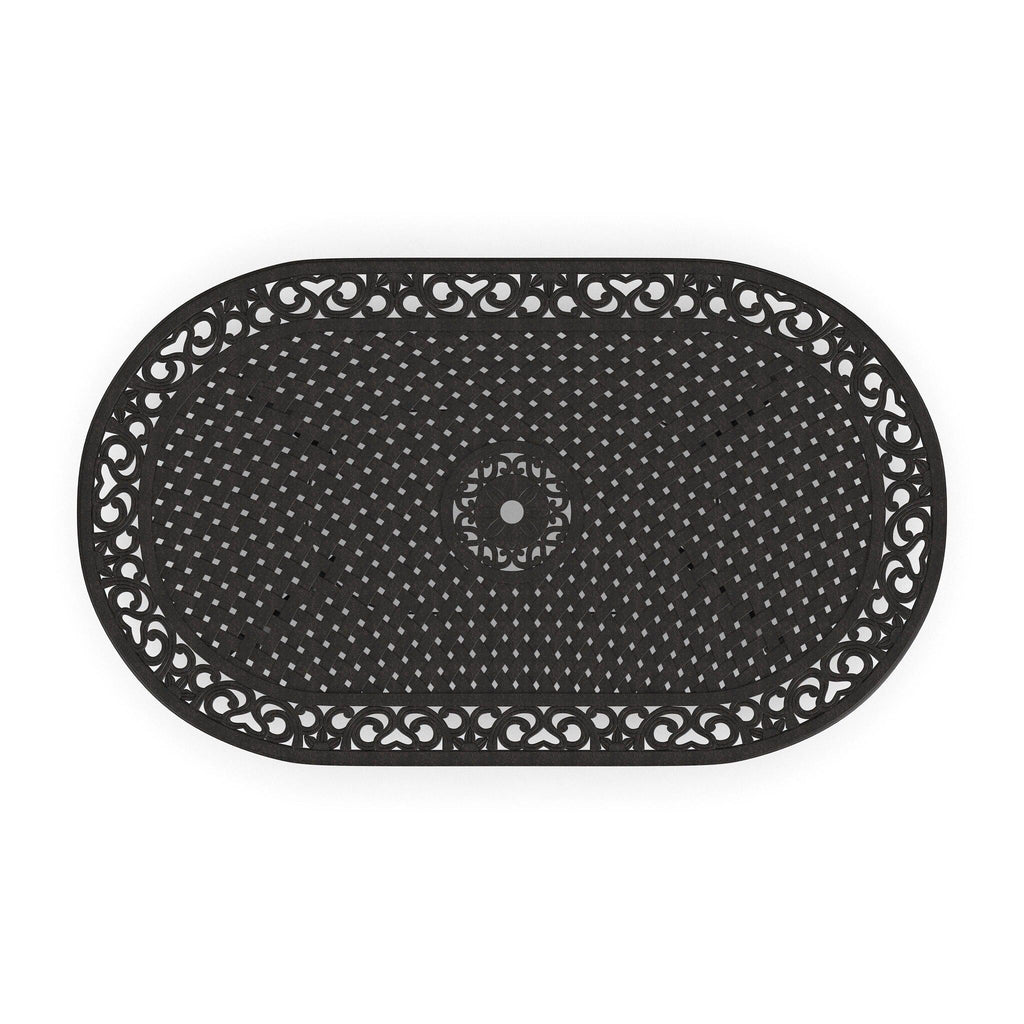 Ensemble de salle à manger d'extérieur 7 pièces Sanibel en aluminium bronze avec table ovale de 72 pouces et six fauteuils par Homestyles