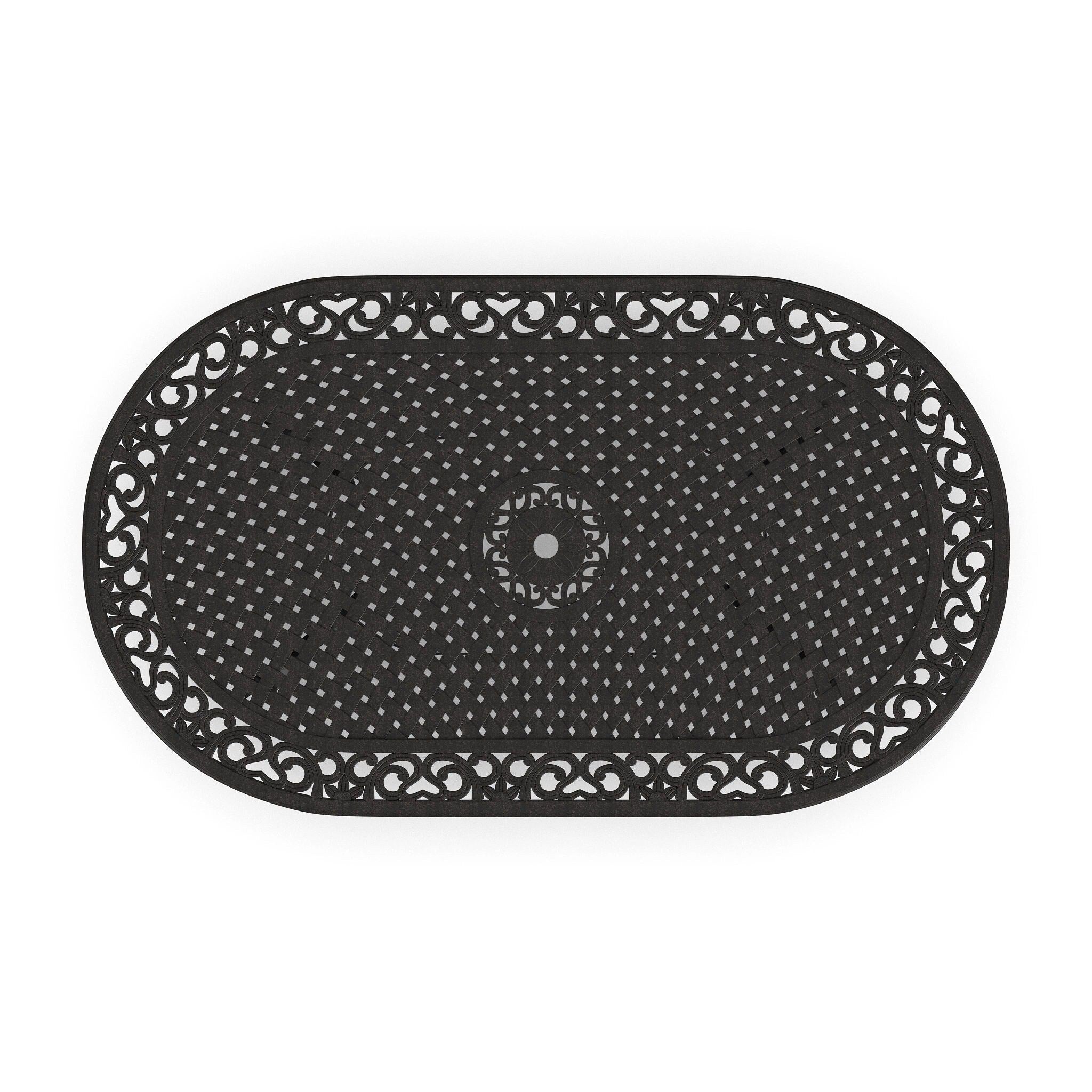 Ensemble de salle à manger d'extérieur 7 pièces Sanibel en aluminium bronze avec table ovale de 72 pouces et six fauteuils par Homestyles