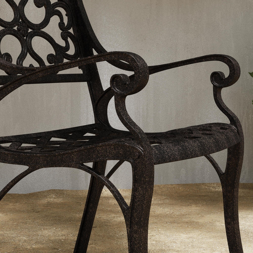 Ensemble de salle à manger d'extérieur 7 pièces Sanibel en aluminium bronze avec table ovale de 72 pouces et six fauteuils par Homestyles