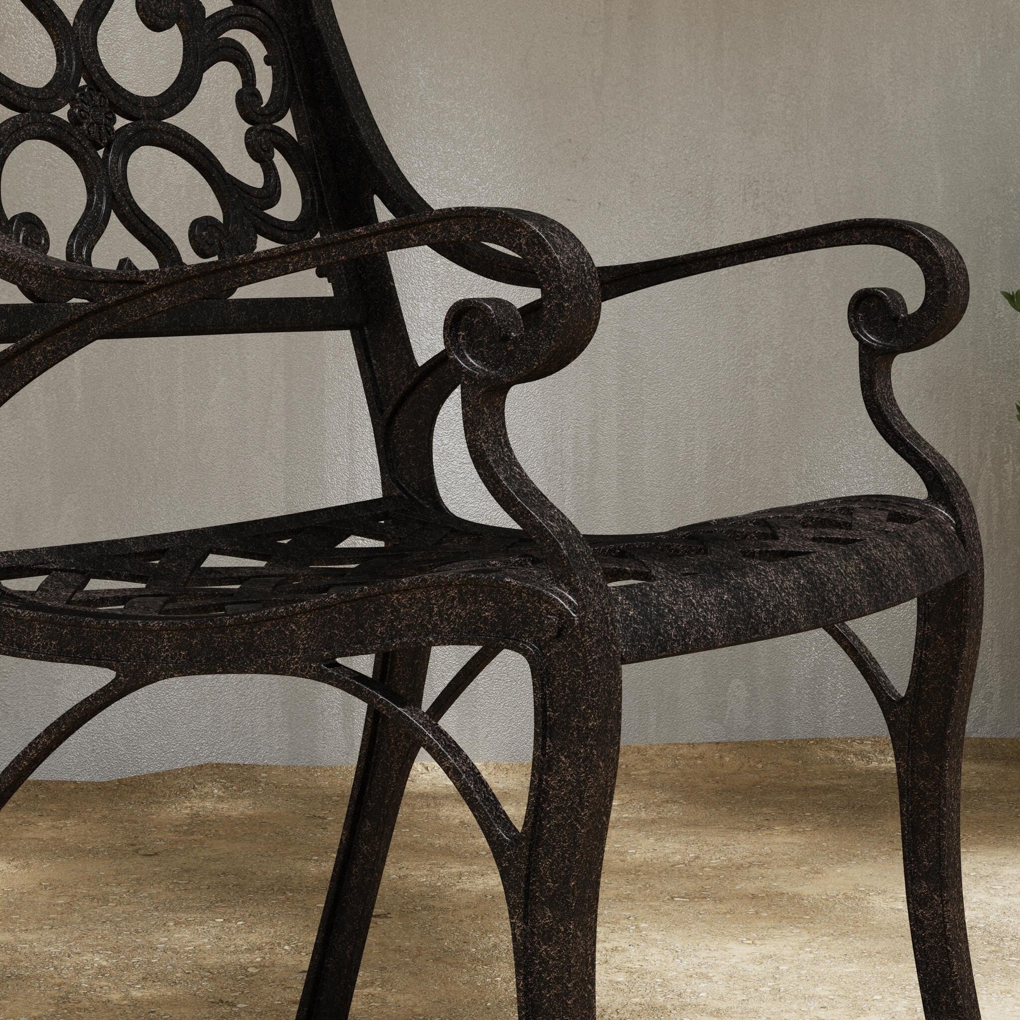 Ensemble de salle à manger d'extérieur 7 pièces Sanibel en aluminium bronze avec table ovale de 72 pouces et six fauteuils par Homestyles