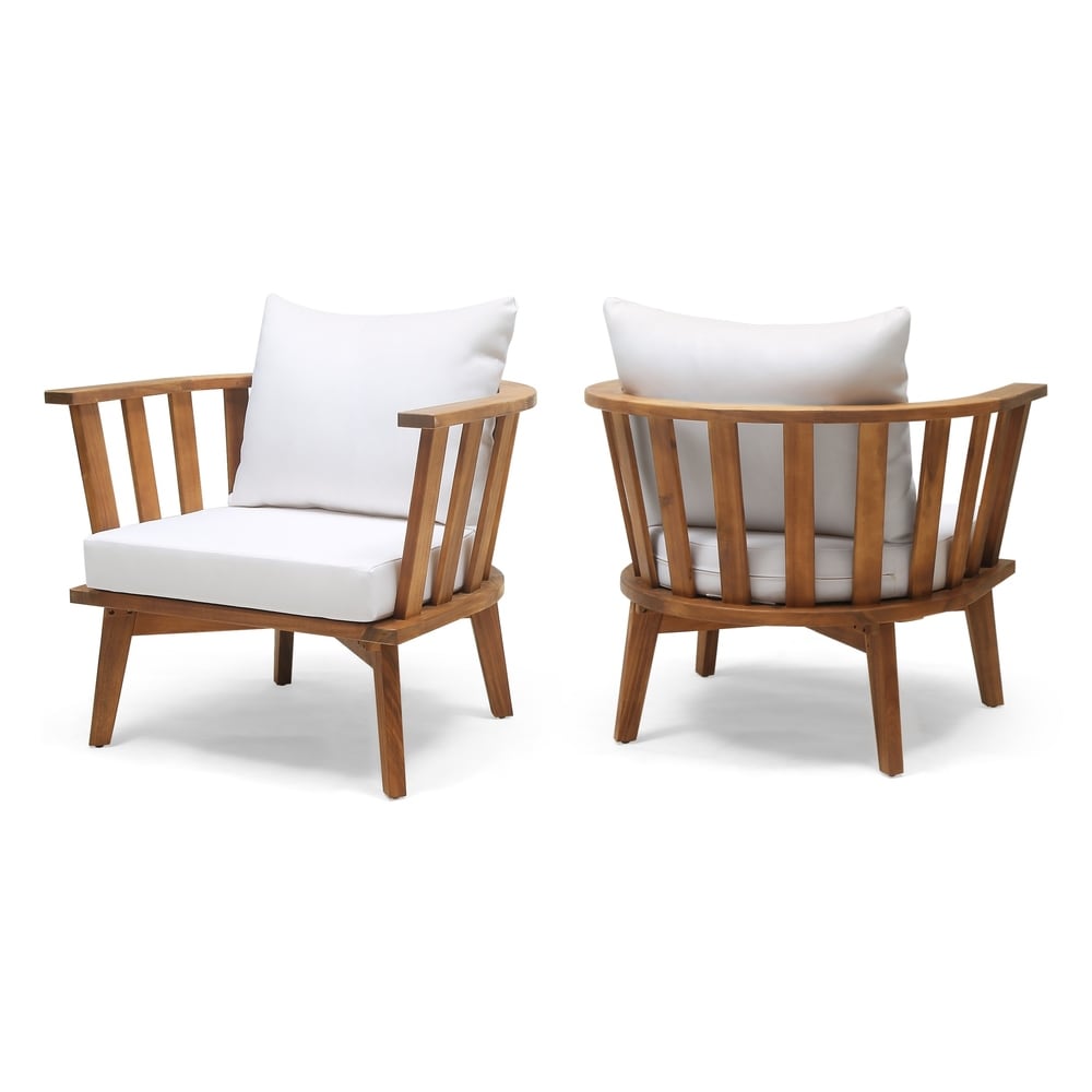 Fauteuils de jardin Sedona en bois d'acacia avec coussins (lot de 2) par Christopher Knight Home
